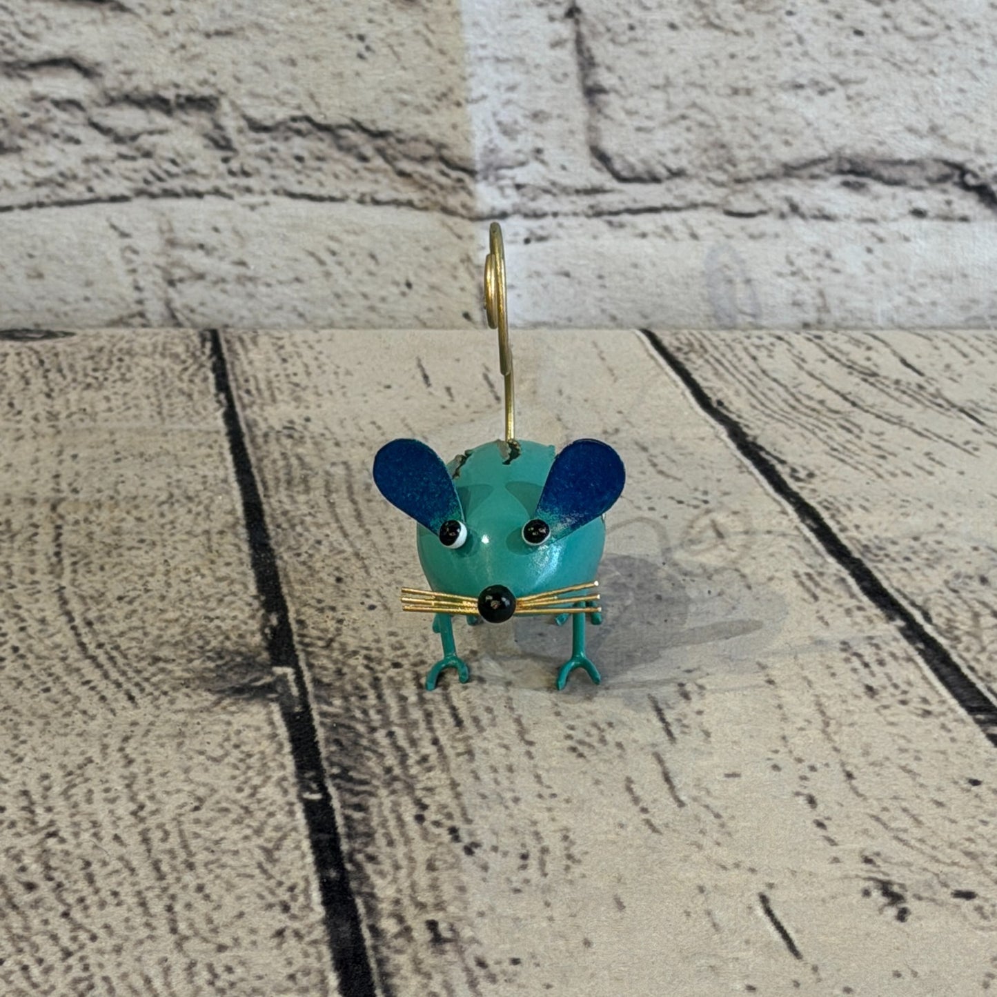 7cm x 7cm Colourful Blue Blue Mouse Rat Metal Tin Standing Ornament Statue1
