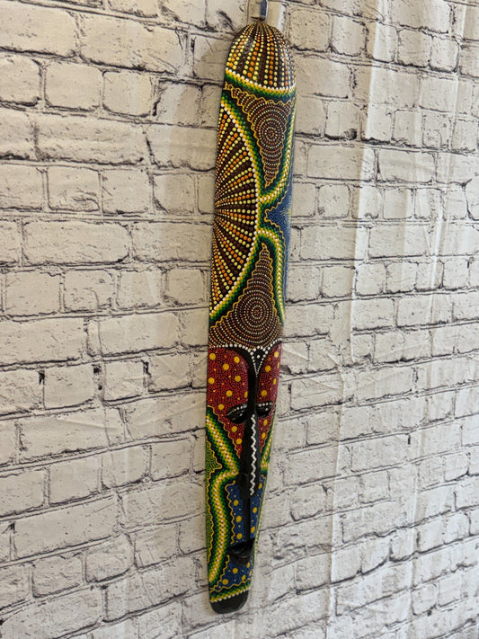 80cm Mask Carved Wooden Dot Painted Ethnic Tribal Tiki Wall Art No 3 New0