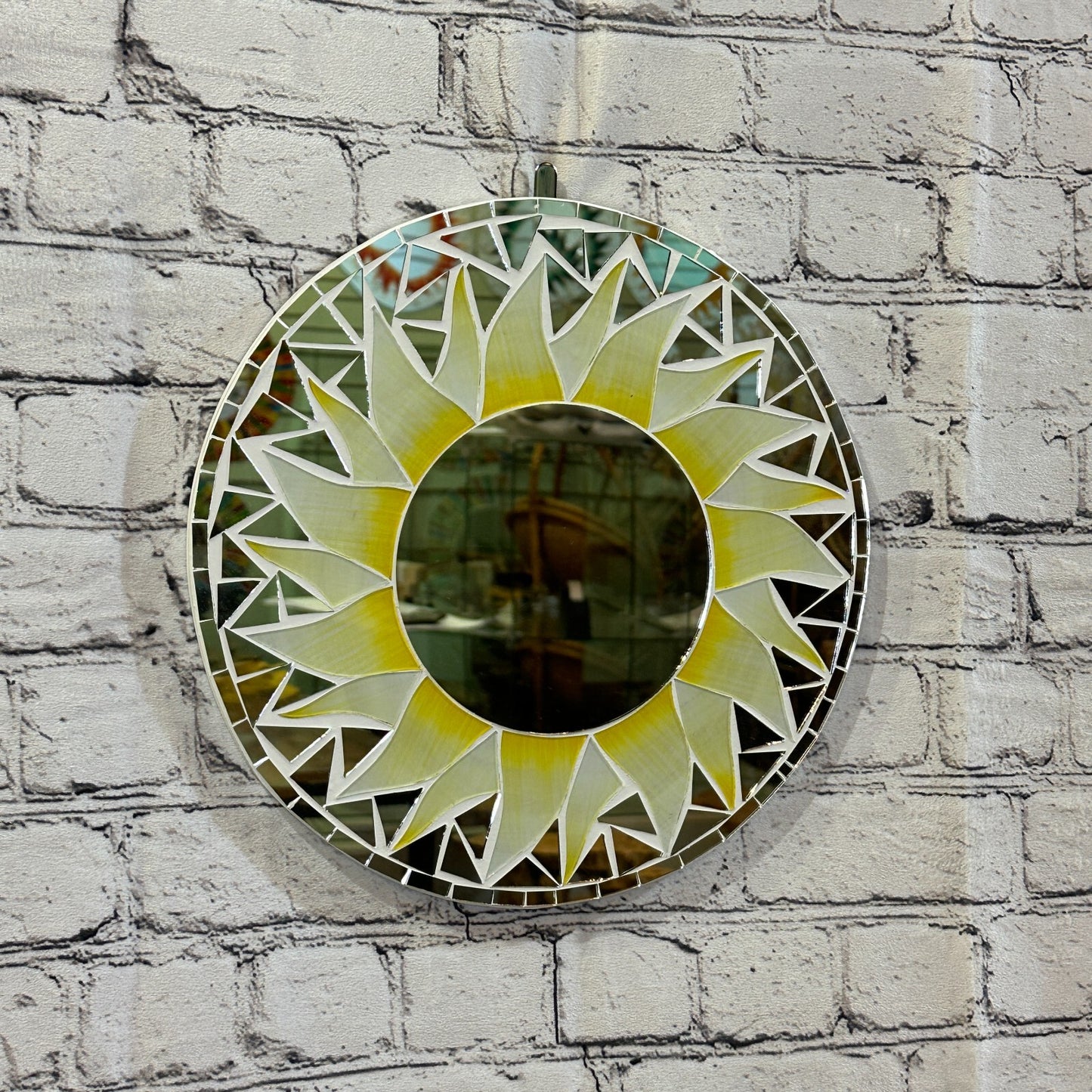 White Sun Flame Mosaic Tile Wall Mirror 30cm x 30cm 12 Inches0