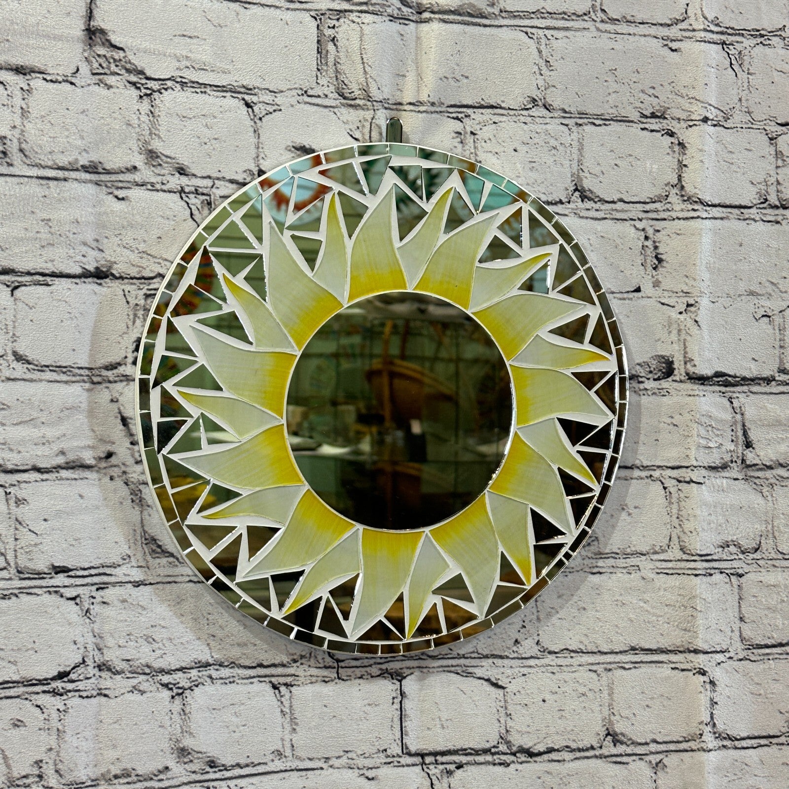 White Sun Flame Mosaic Tile Wall Mirror 30cm x 30cm 12 Inches0
