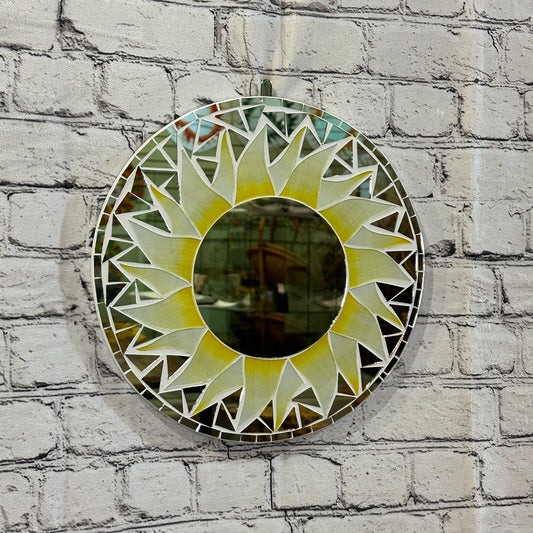 White Sun Flame Mosaic Tile Wall Mirror 30cm x 30cm 12 Inches0