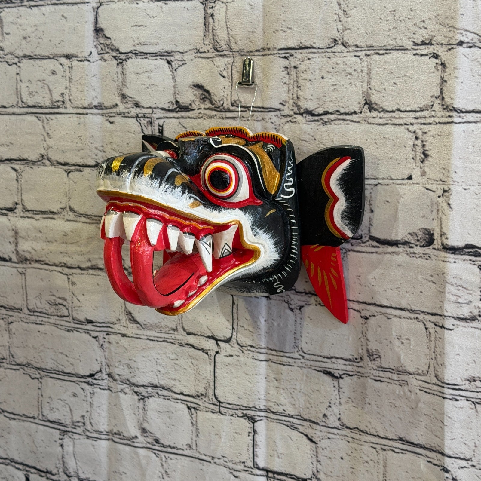 20cm Naga Basukih Black Dragon Hindu Deity Wooden Hand Carved Mask Painted1