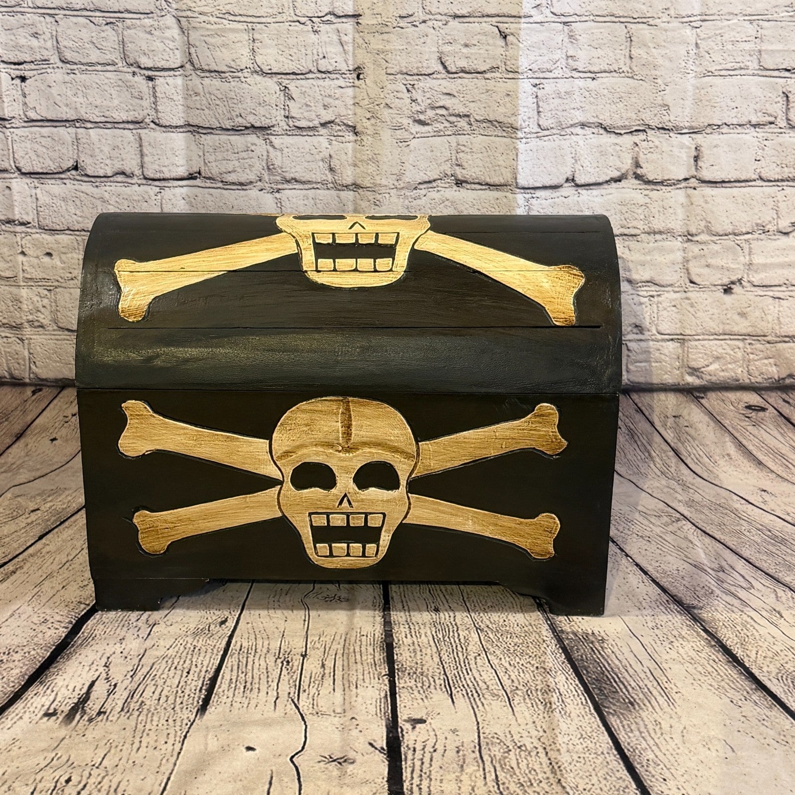 50cm x 35cm x 30cm Wood Gothic Pirate Chest Skull Coffin Jewellery Trinket Box1