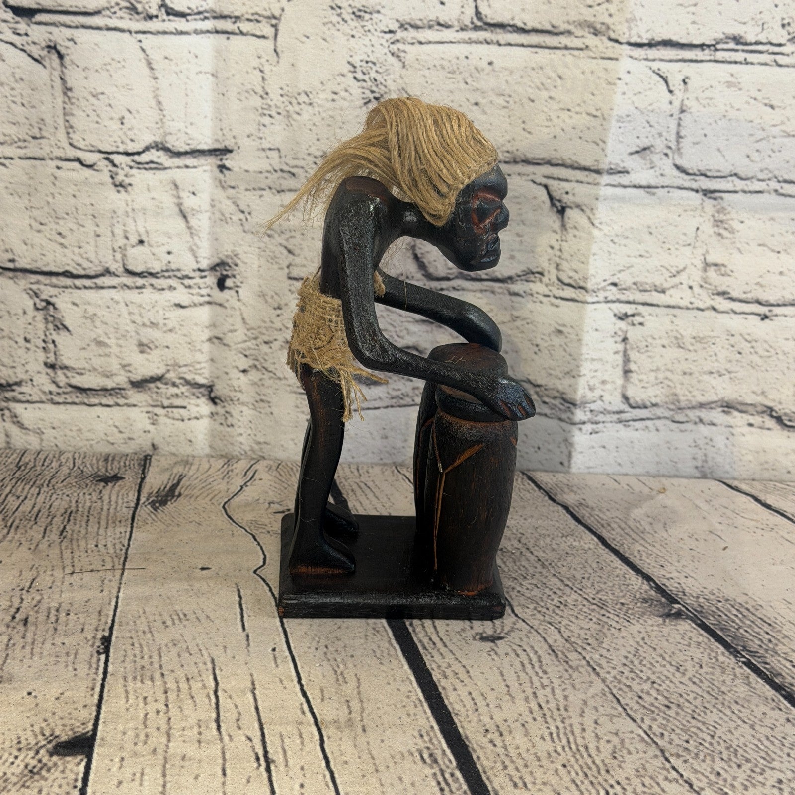 20cm Standing Bongo African Tribal Warrior Man Figure Statue Wood Hand Carved3