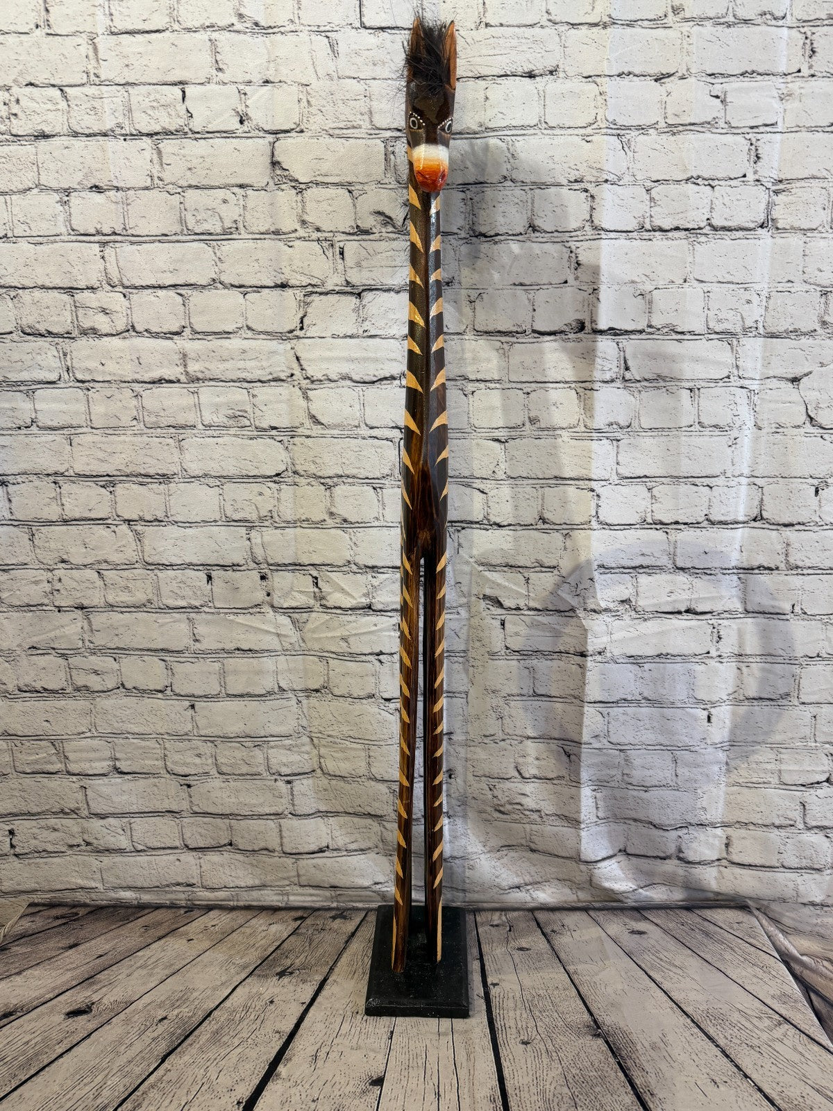 100cm Painted Wooden Horse Standing Single Carved Solid Wood Zebra Handmade1