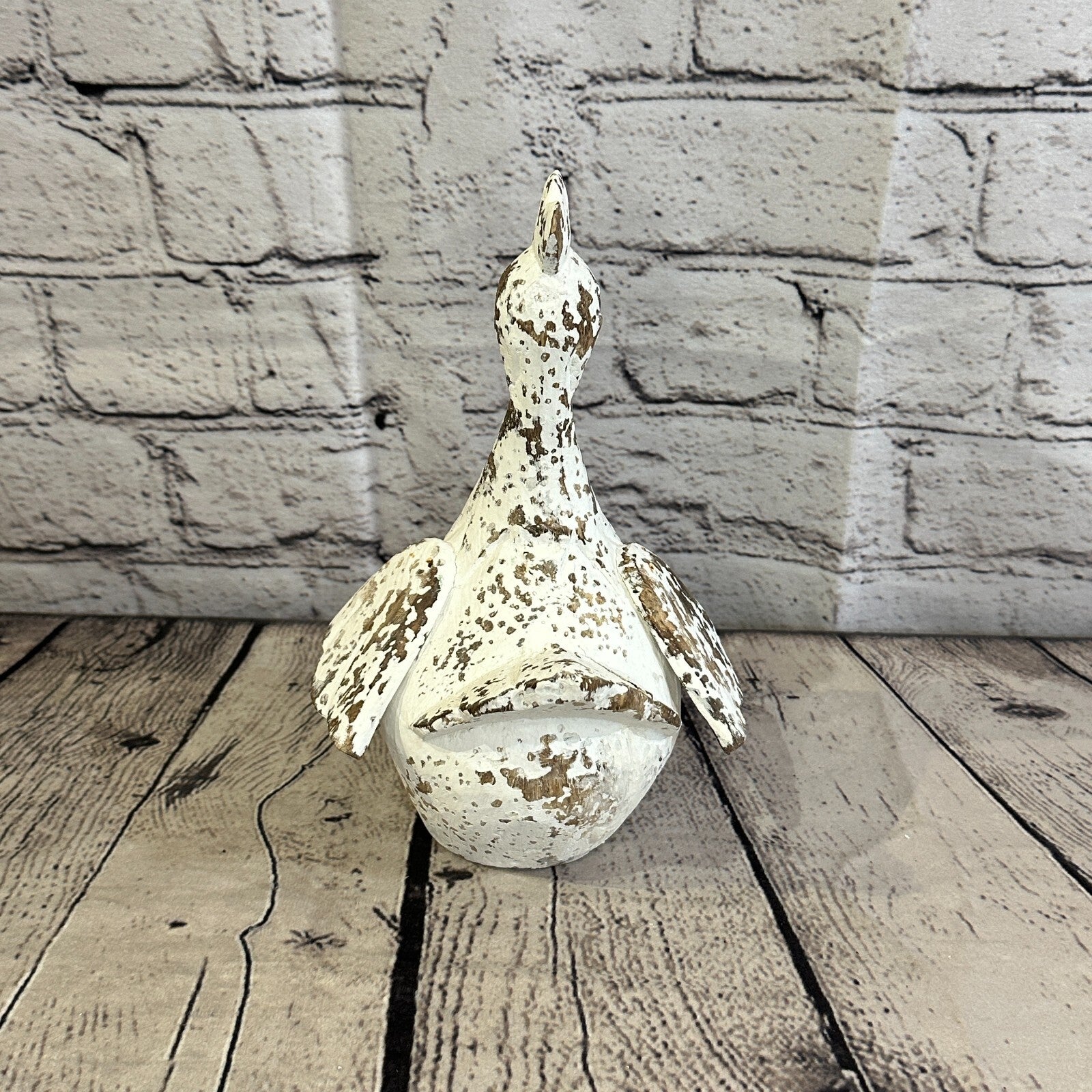 20cm x 10cm White Shabby Wooden Rooster Cockerel Retro Collectable Hand Carved5