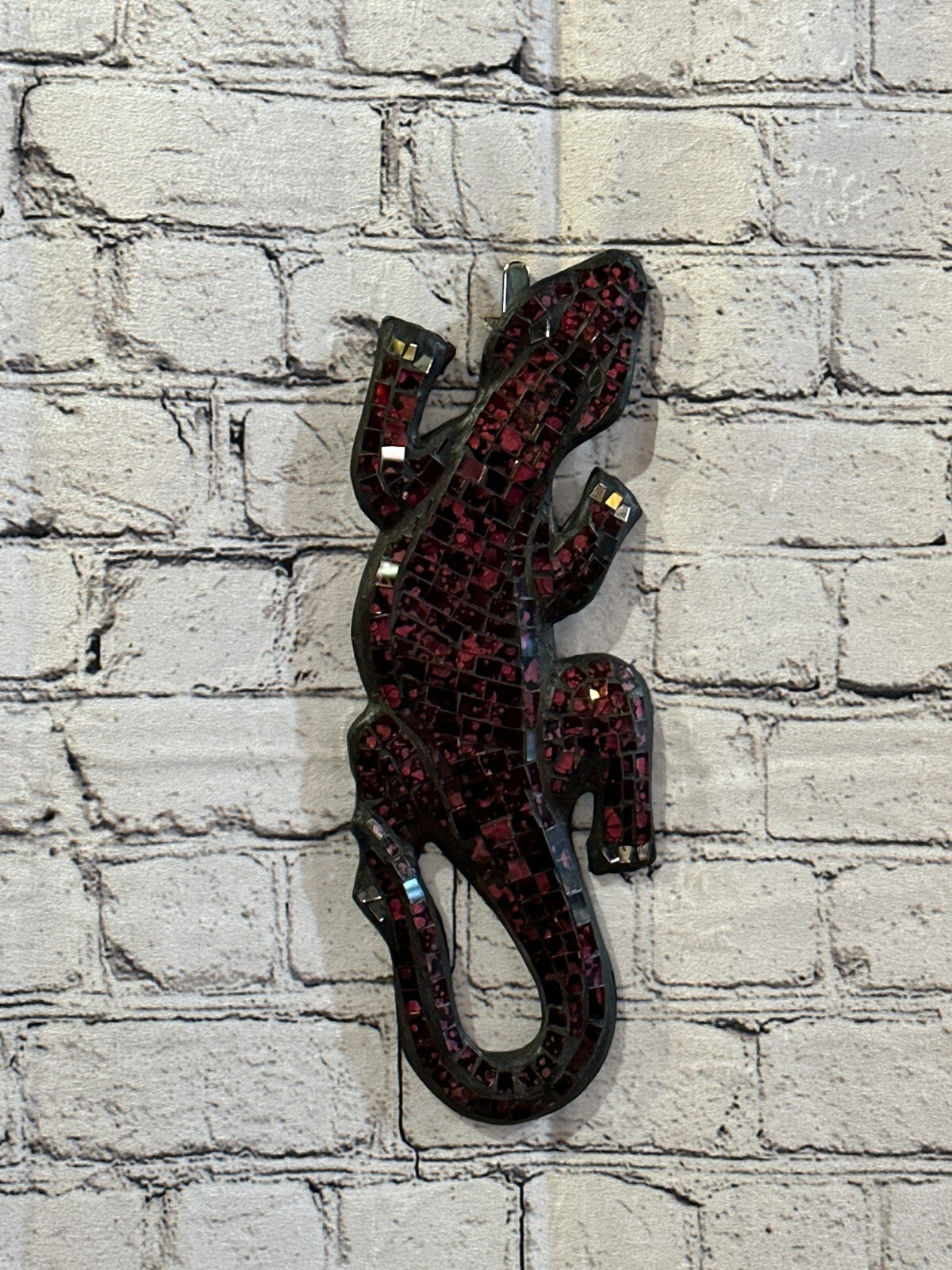 30cm Gecko Cherry Red Mosaic Wall Hanging Wooden Ornaments Wood Carving2
