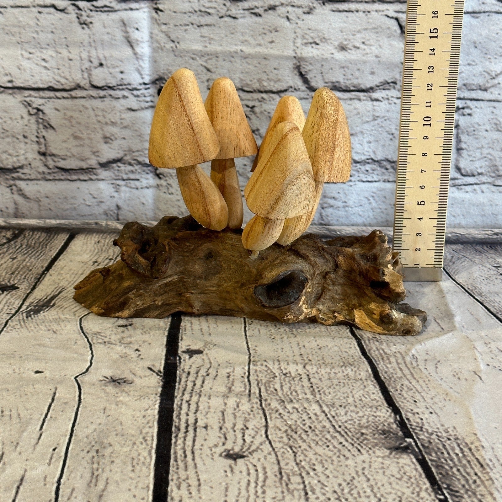 Five Large  Mushrooms Parasite Ornament Natural Carving Fairtrade Wooden5