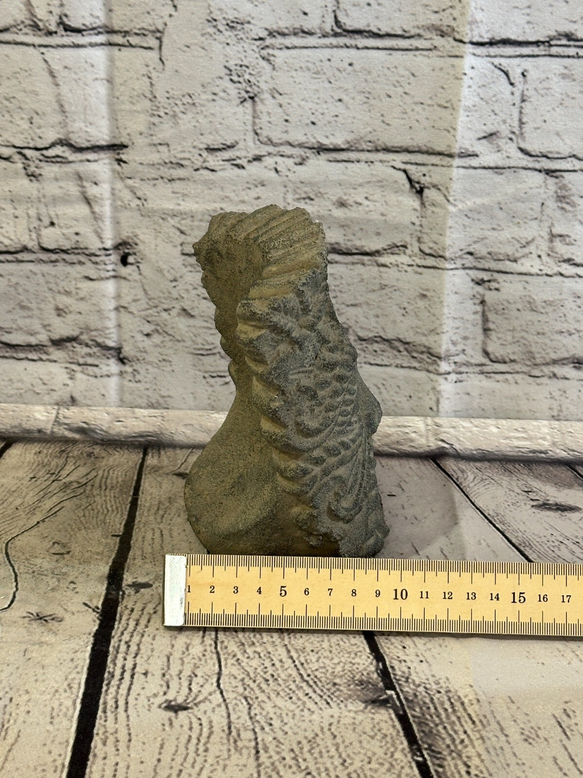 Green Man Pattern Stone Garden 15cm x 12cm Ornament Outdoor Indoor Statue Hindu9