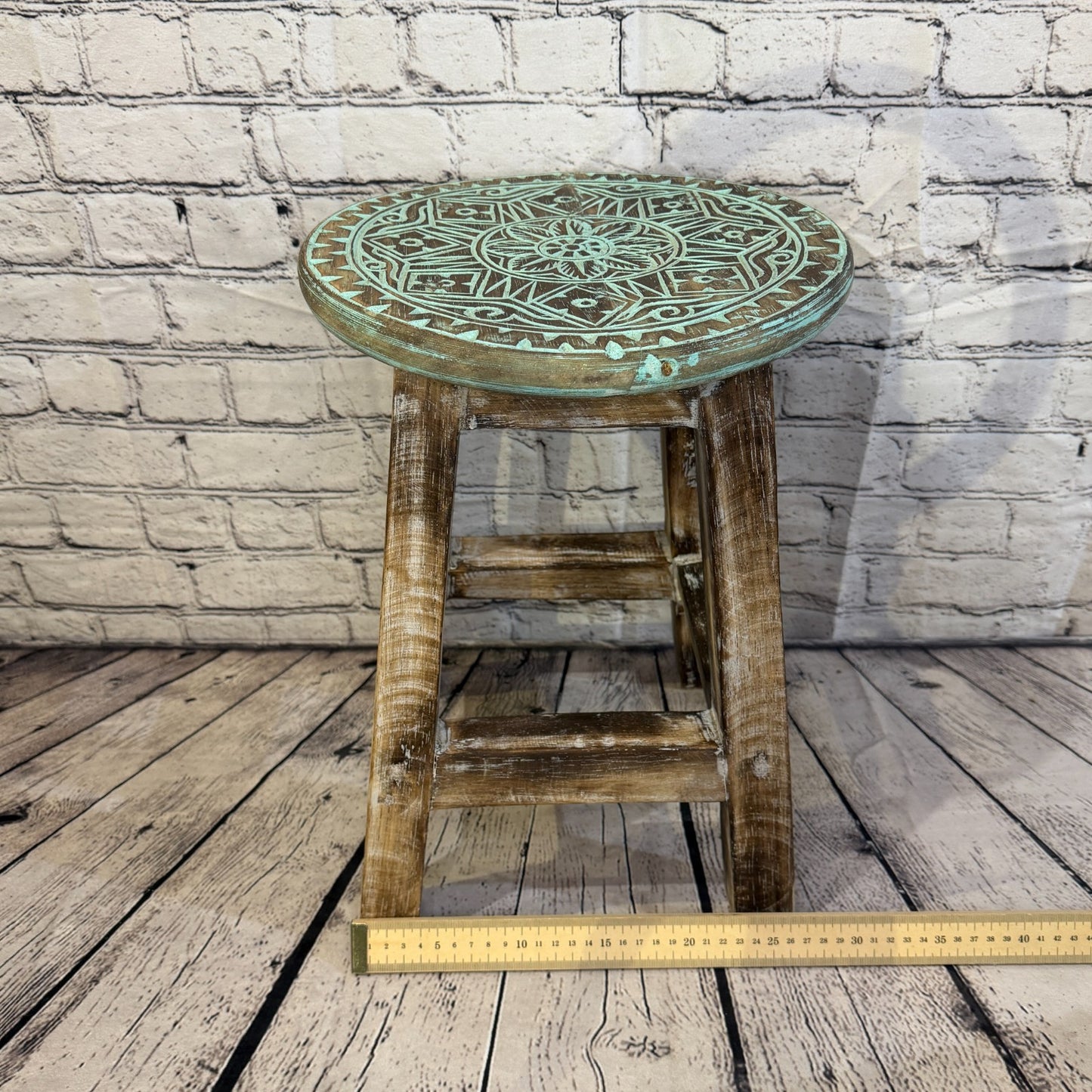 40cm x 30cm Green Stool Table Wooden Side Cabinet Living Hallway Furniture4