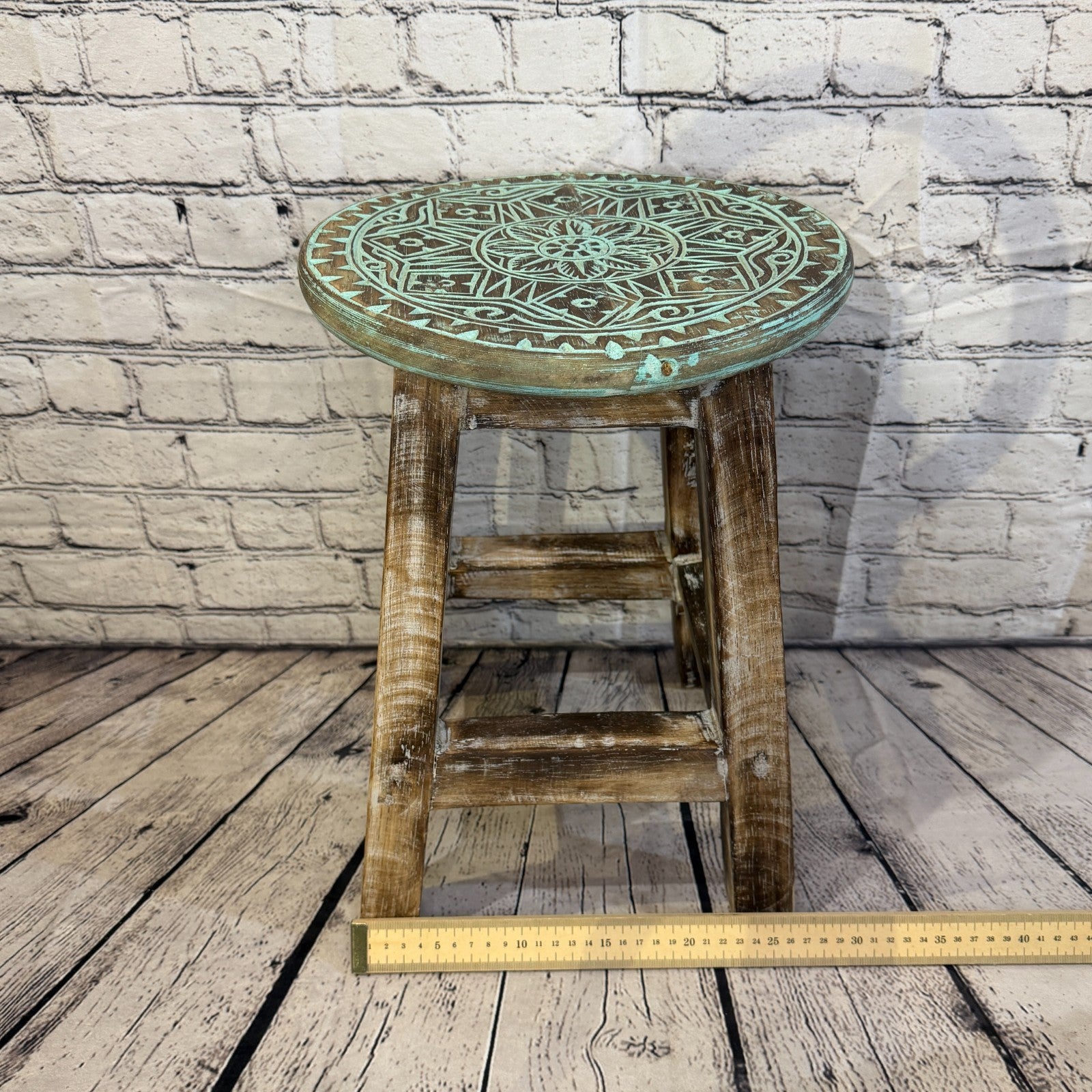 40cm x 30cm Green Stool Table Wooden Side Cabinet Living Hallway Furniture4