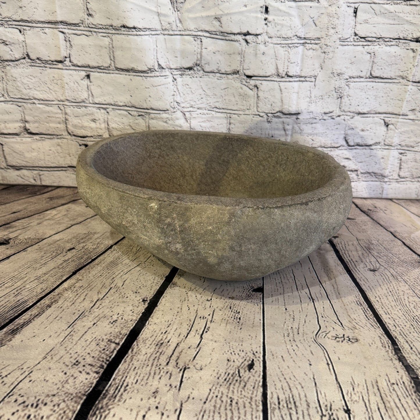 35cm x 25cm Wash Basin Bathroom Counter Top Washing River Stone Bowl Sink No 332