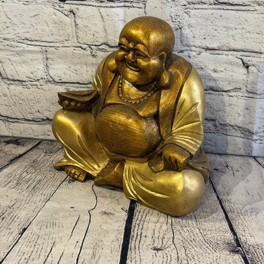 Bronze & Bronze 20cm x 20cm Large Chinese Buddha Sitting On Lotus Statue Resin0