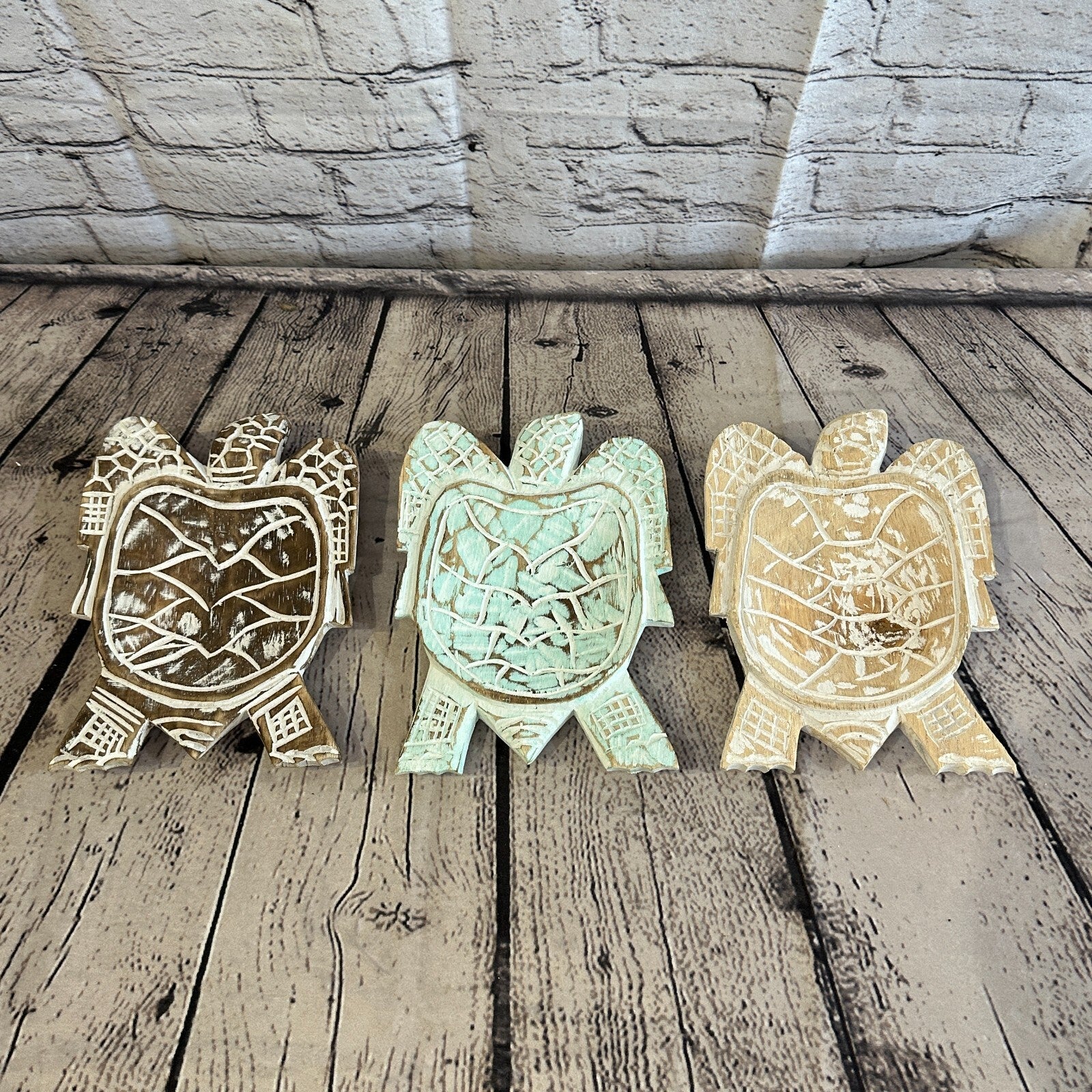 25cm Blue Sea Turtle Bowl Trinket Dish Decoration Designer Mask Wooden Handmade8