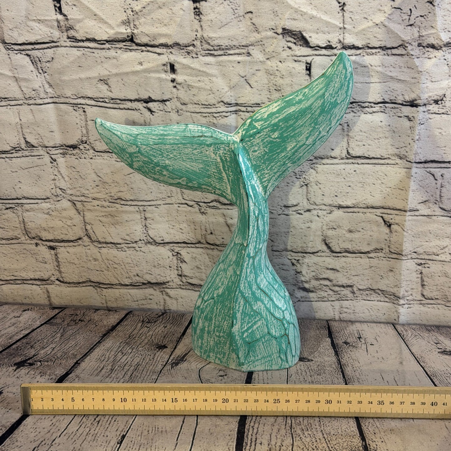 35cm x 35cm Whale Tail Green Fish Wood Coastal Ocean Bathroom Decoration6