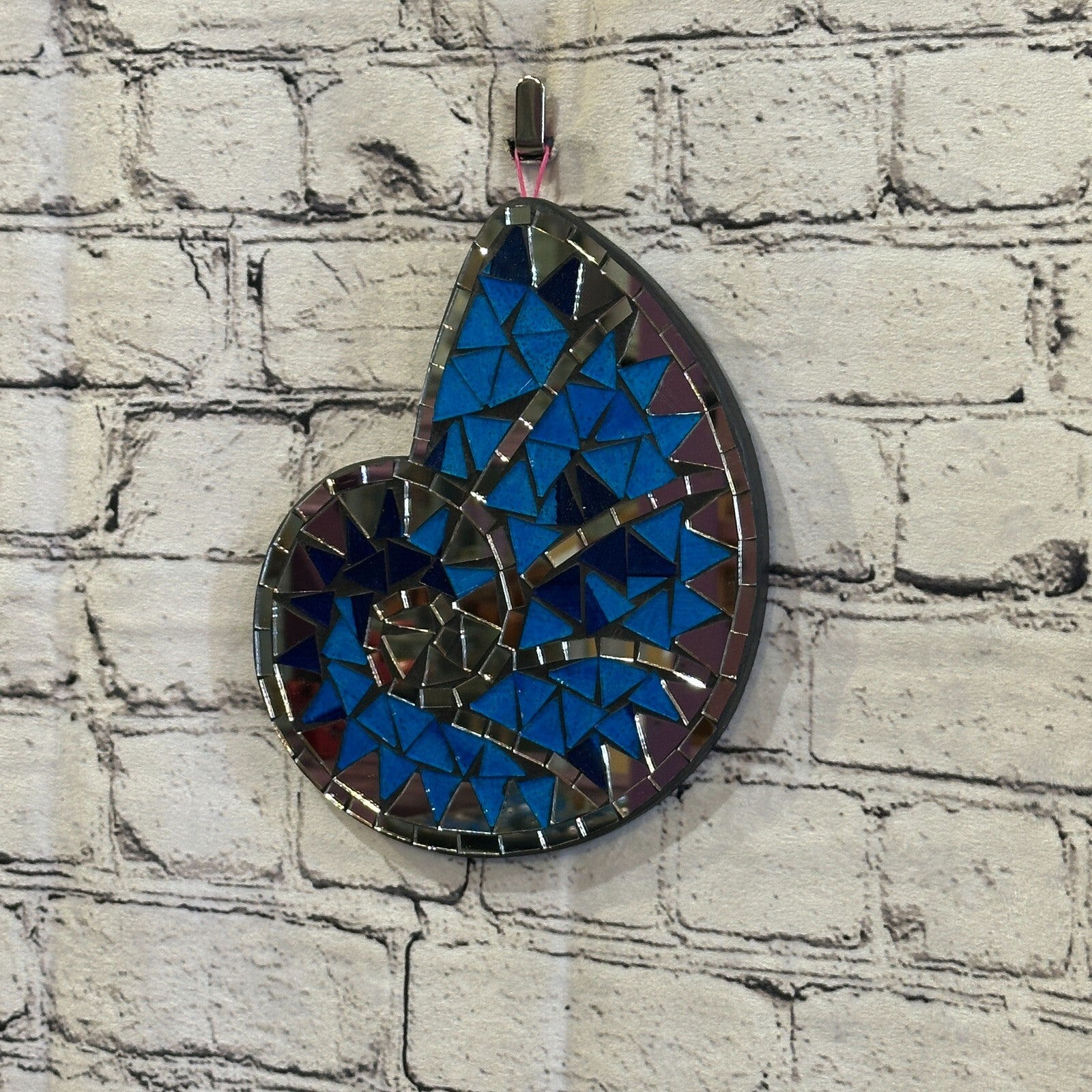 Blue Nautilus Shell Mosaic Tile Wall Mirror 20cm x 15cm Handmade New1