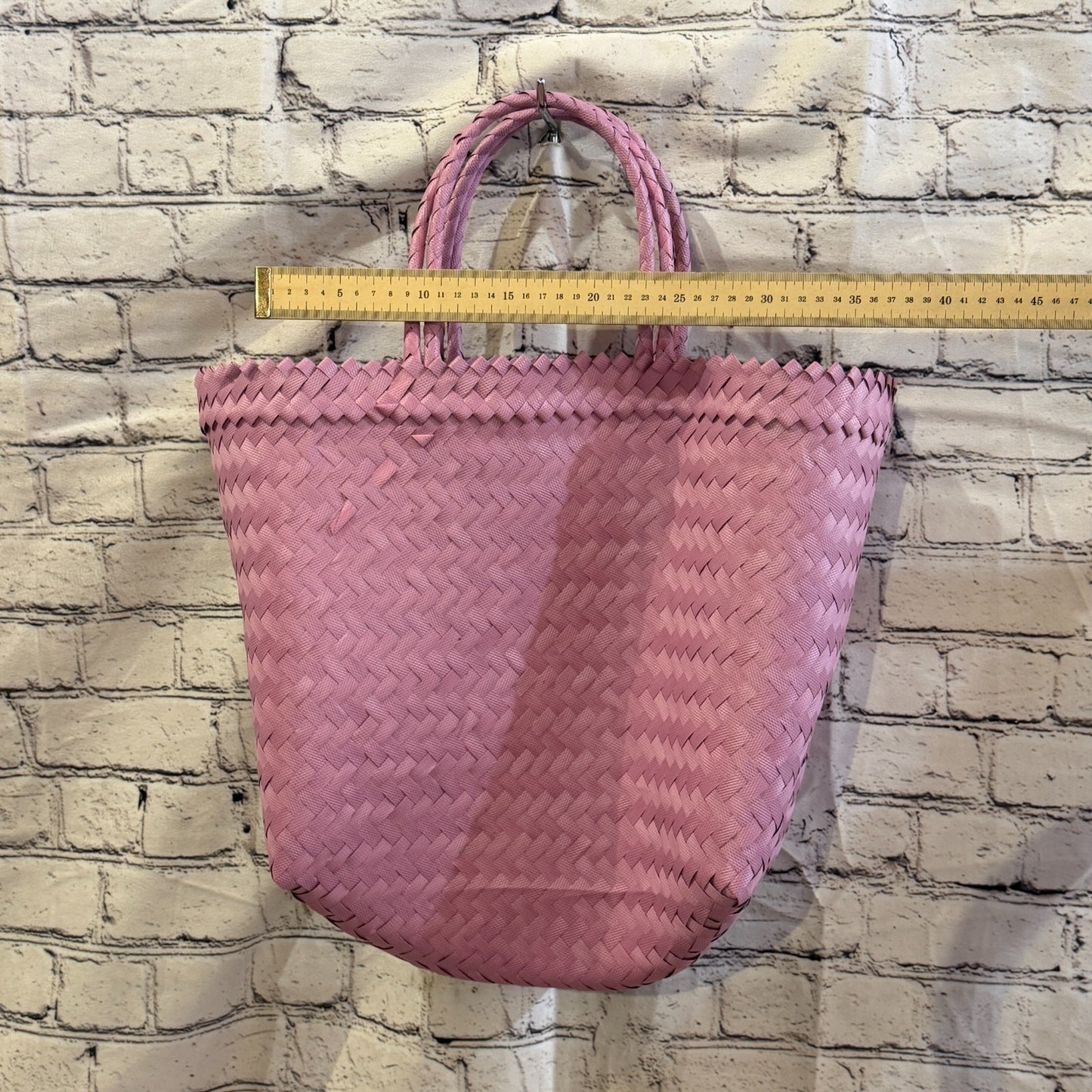 Lilac 40cm Handwoven Tote Bag Recycled Plastic Eco-Friendly Market Beach3