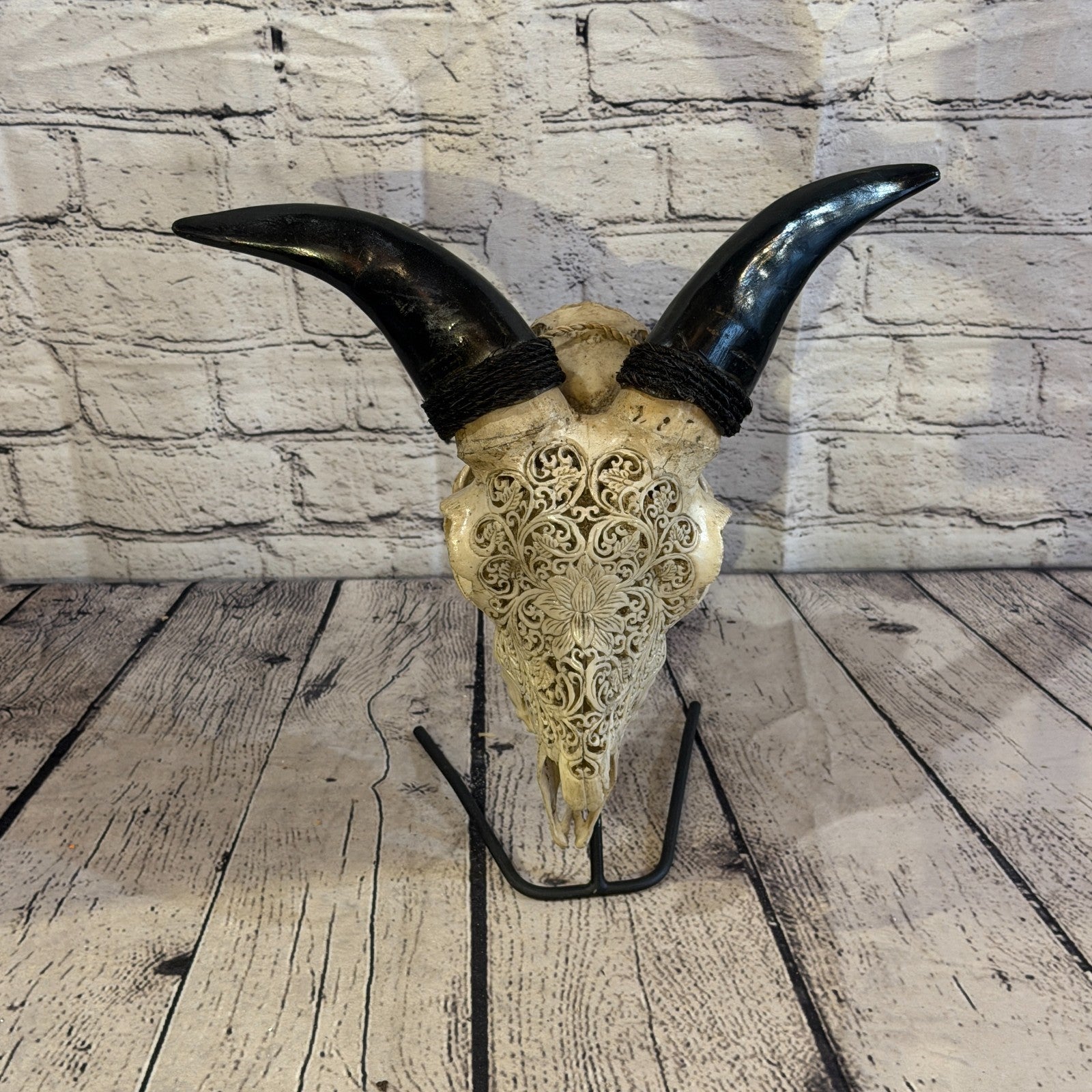 30cm Carved Buffalo Ram Wild Replica Skulls Wall Hanging Carved Stand Design 67