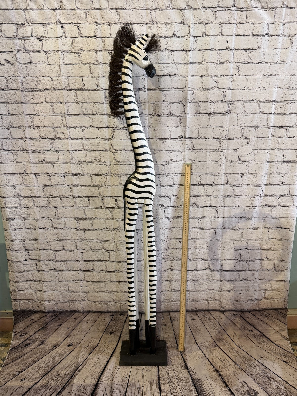 150cm Painted Wooden Zebra Standing Single Carved Solid Wood Zebra Handmade5