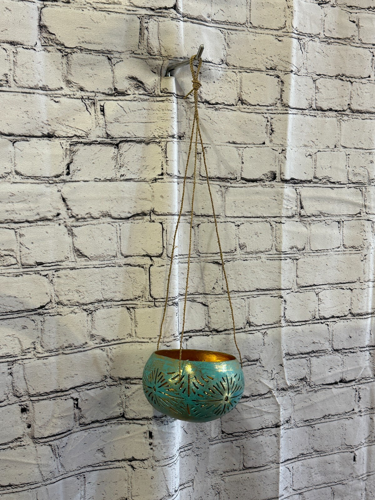 Blue Coconut Shell Hanging Basket Orchid Planter Balcony Decorative Vase Flower1