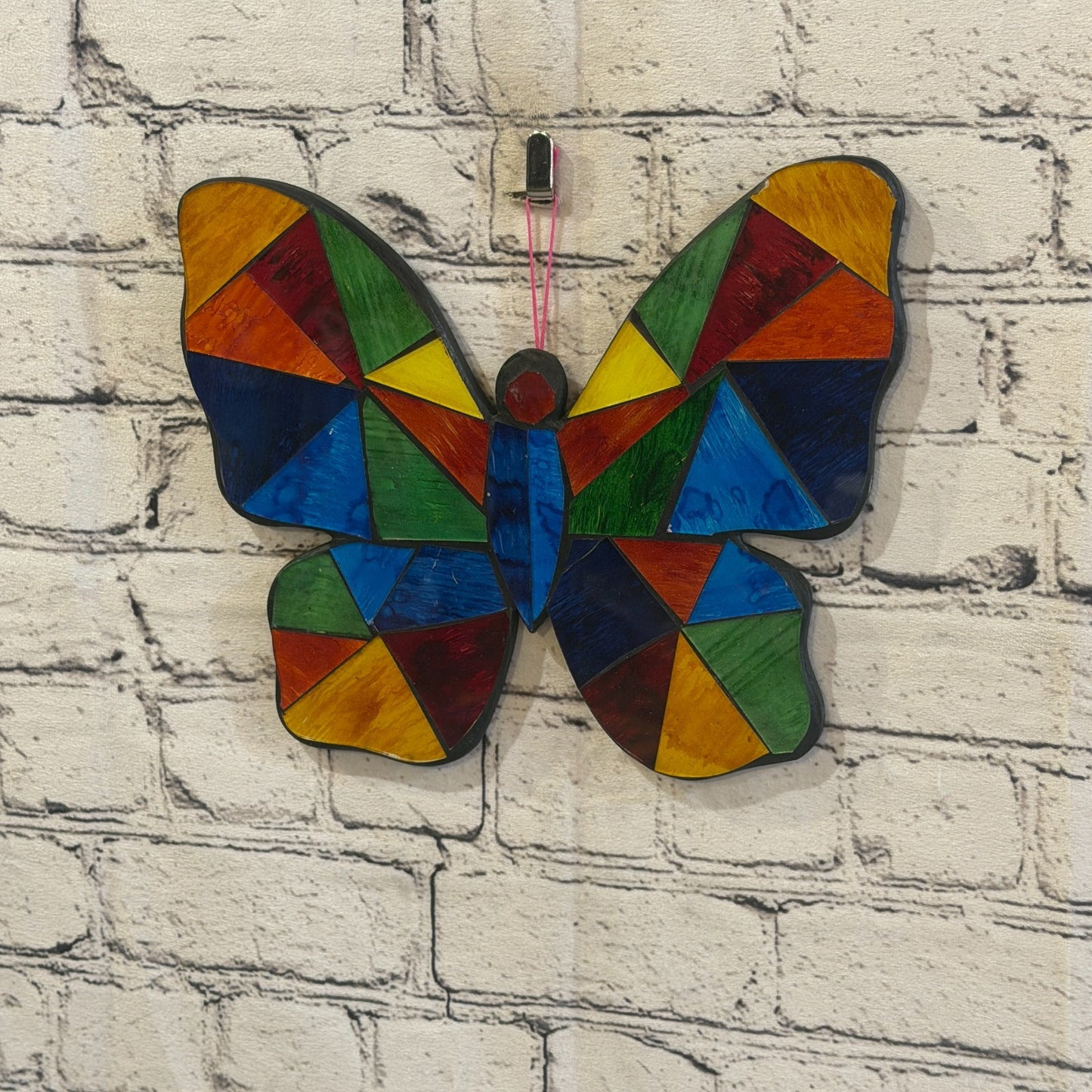 Rainbow Mulitcoloured Butterfly Mosaic Tile Wall Mirror 25cm x 20cm Handmade New2
