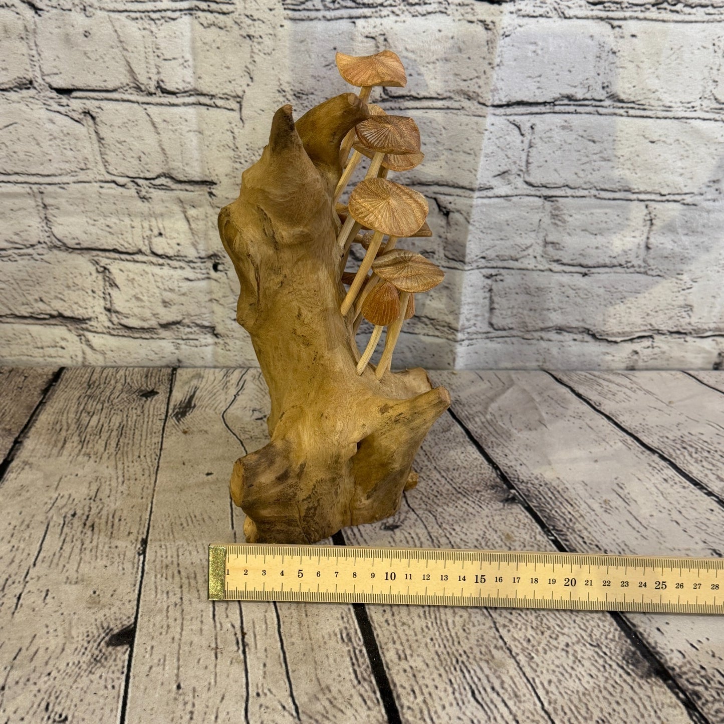 25cm Cluster Plain Mushroom Parasite Ornament Natural Carving Fairtrade Wooden6