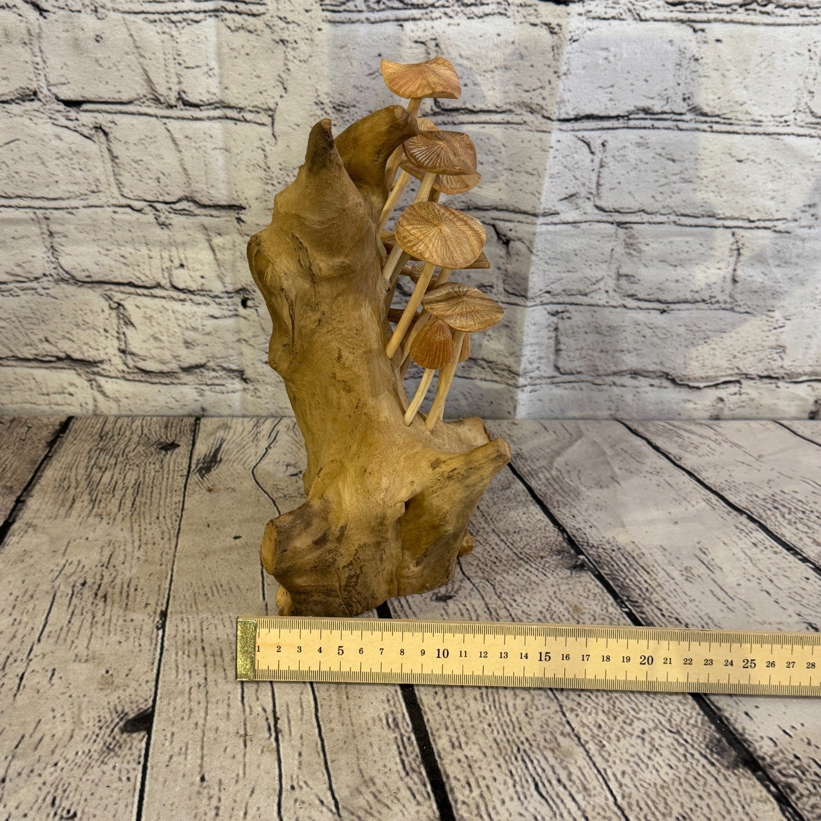 25cm Cluster Plain Mushroom Parasite Ornament Natural Carving Fairtrade Wooden6