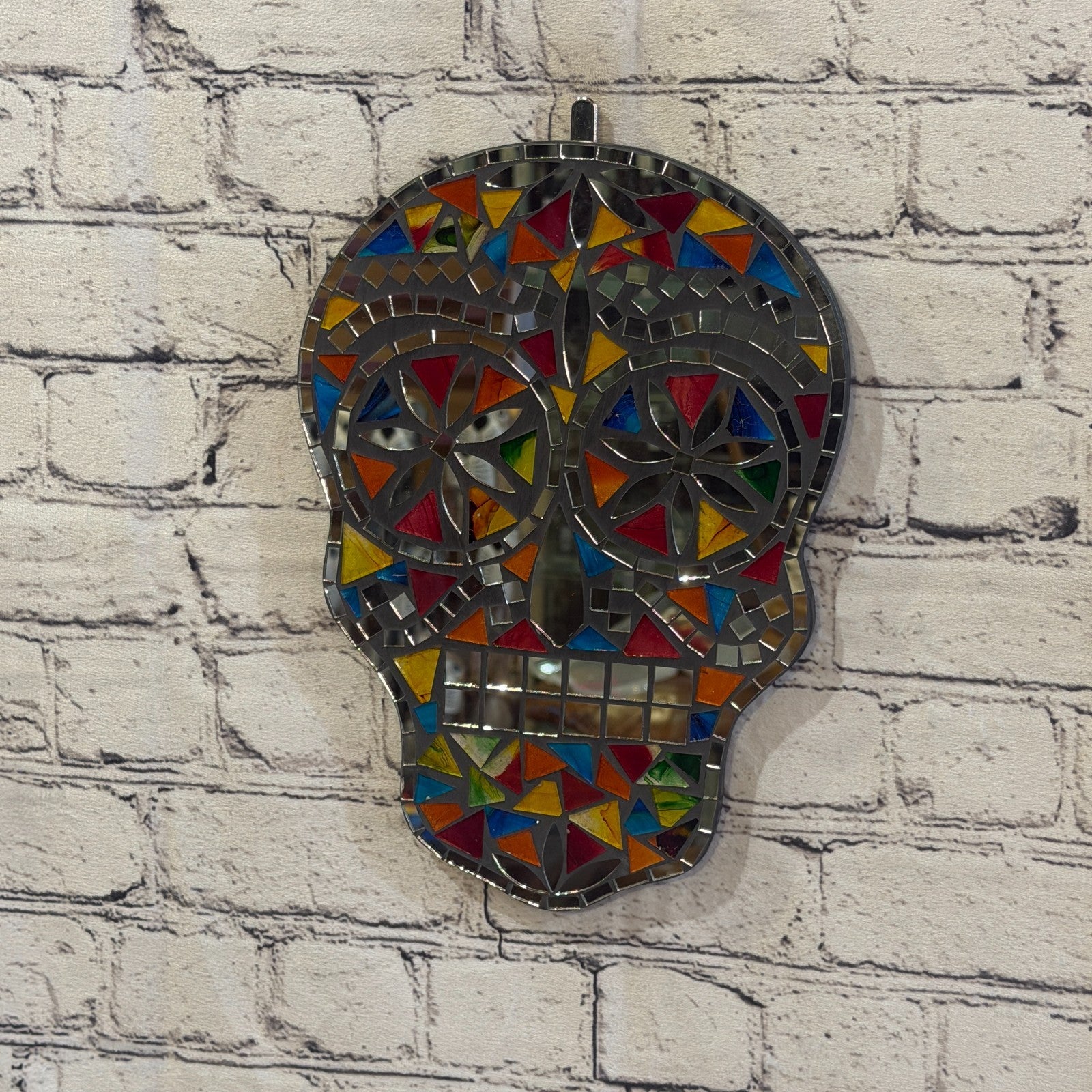Rainbow Skull Mosaic Tile Wall Mirror 30cm x 20cm 12 Inches Handmade New0