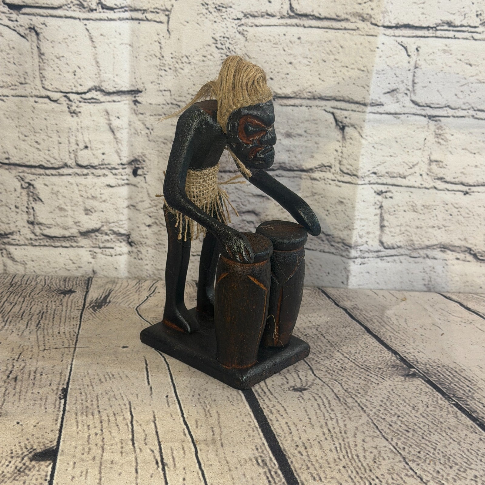 20cm Standing Bongo African Tribal Warrior Man Figure Statue Wood Hand Carved2