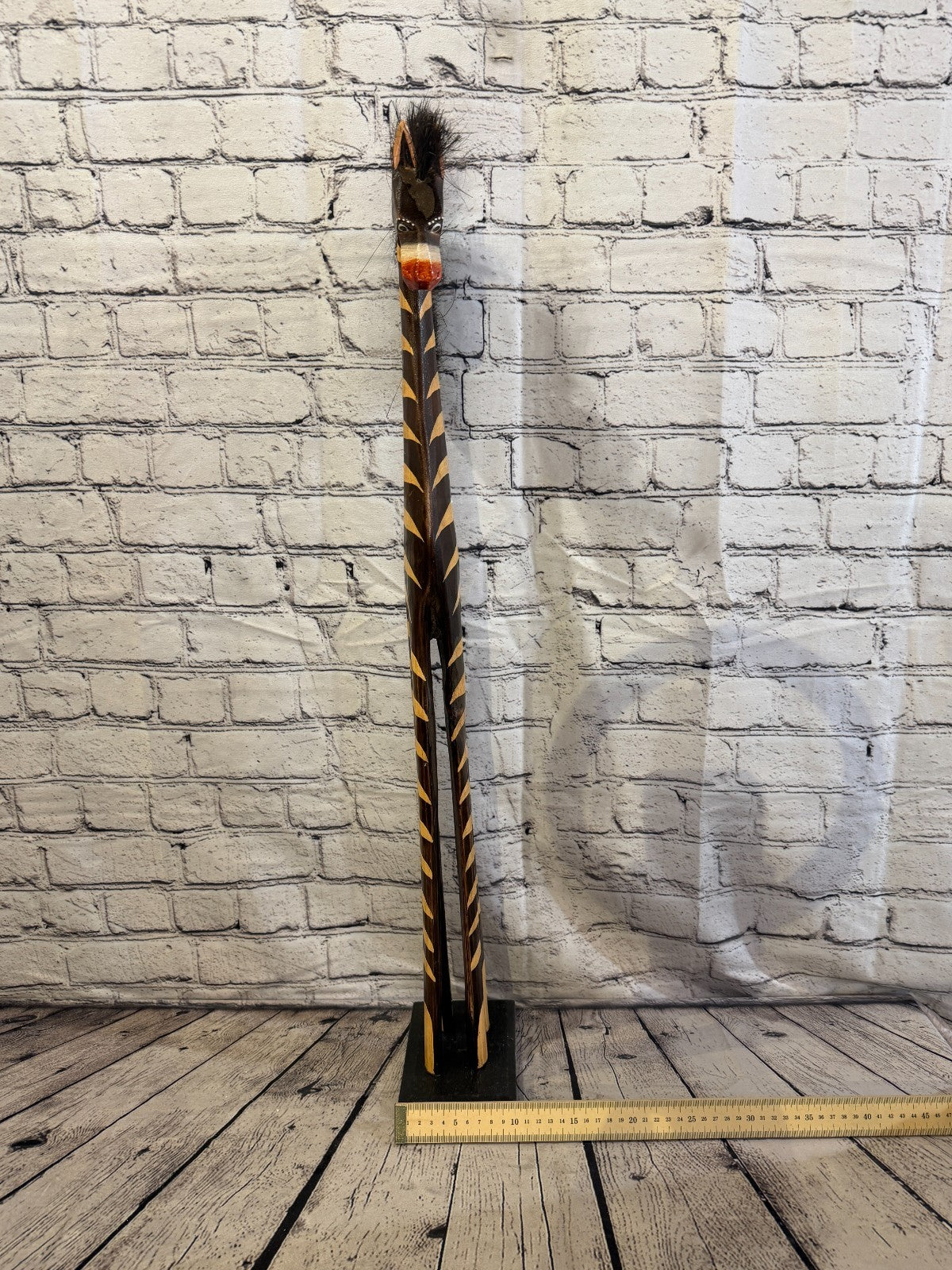 80cm Painted Wooden Horse Standing Single Carved Solid Wood Zebra Handmade7