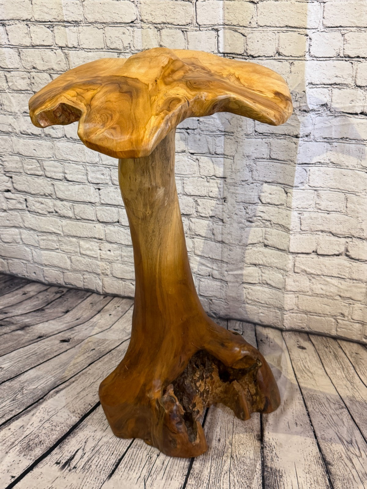 80cm x 40cm Dome Wooden Mushroom Toadstool Sculpture Garden Teak Root Ornament2