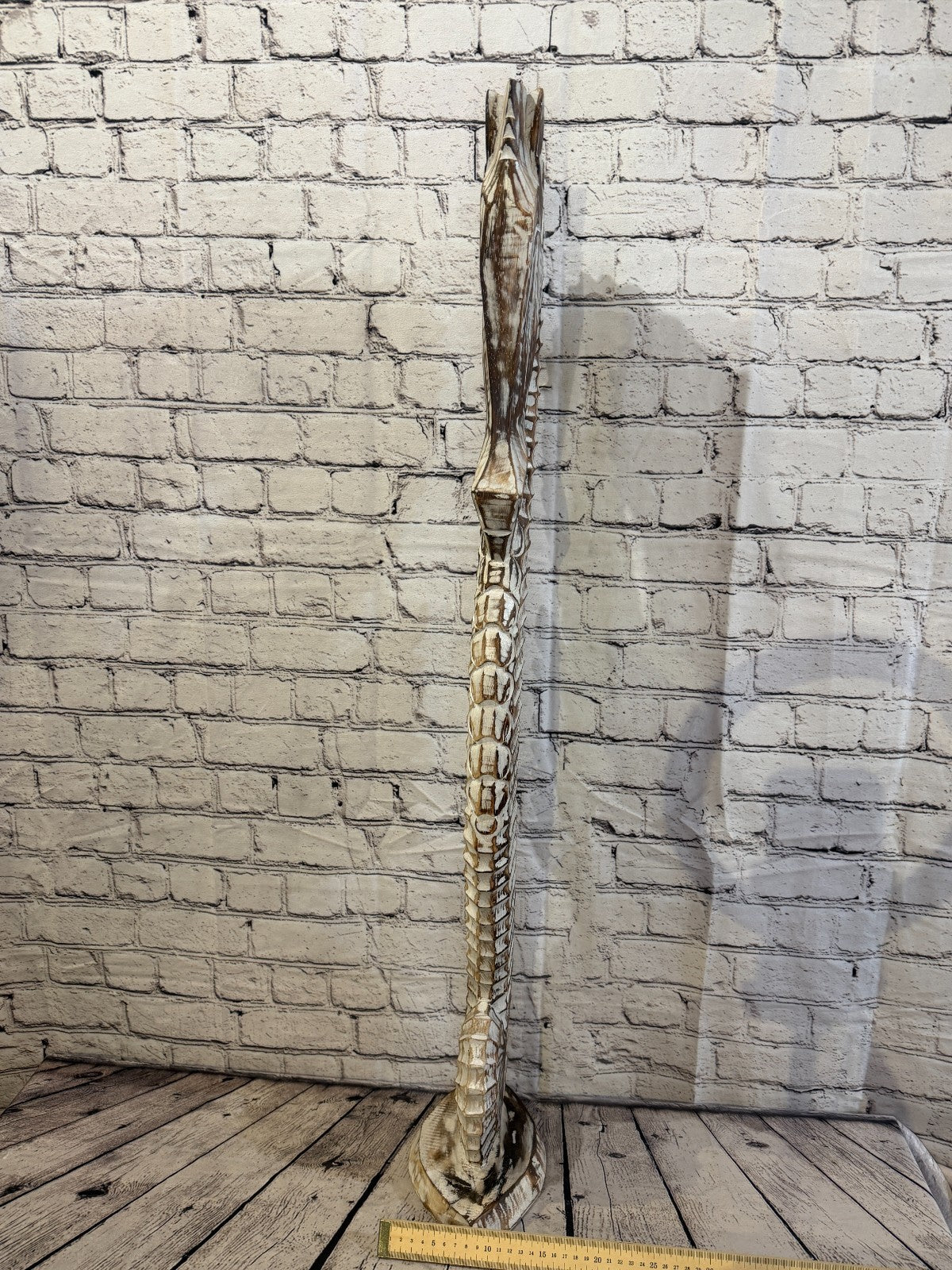 100cm Brown Wooden Shabby Seahorse Statue Ornament Fair Trade Handcarved7