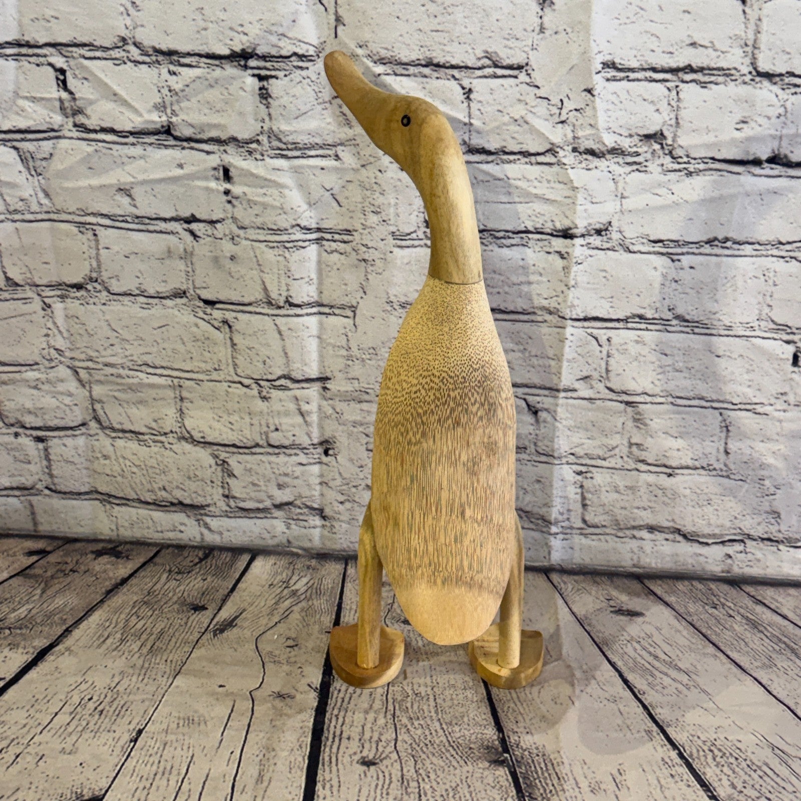 Looking Left 40cm Tall Wooden Smooth Duckling Baby Duck Bamboo Root Fairtrade4