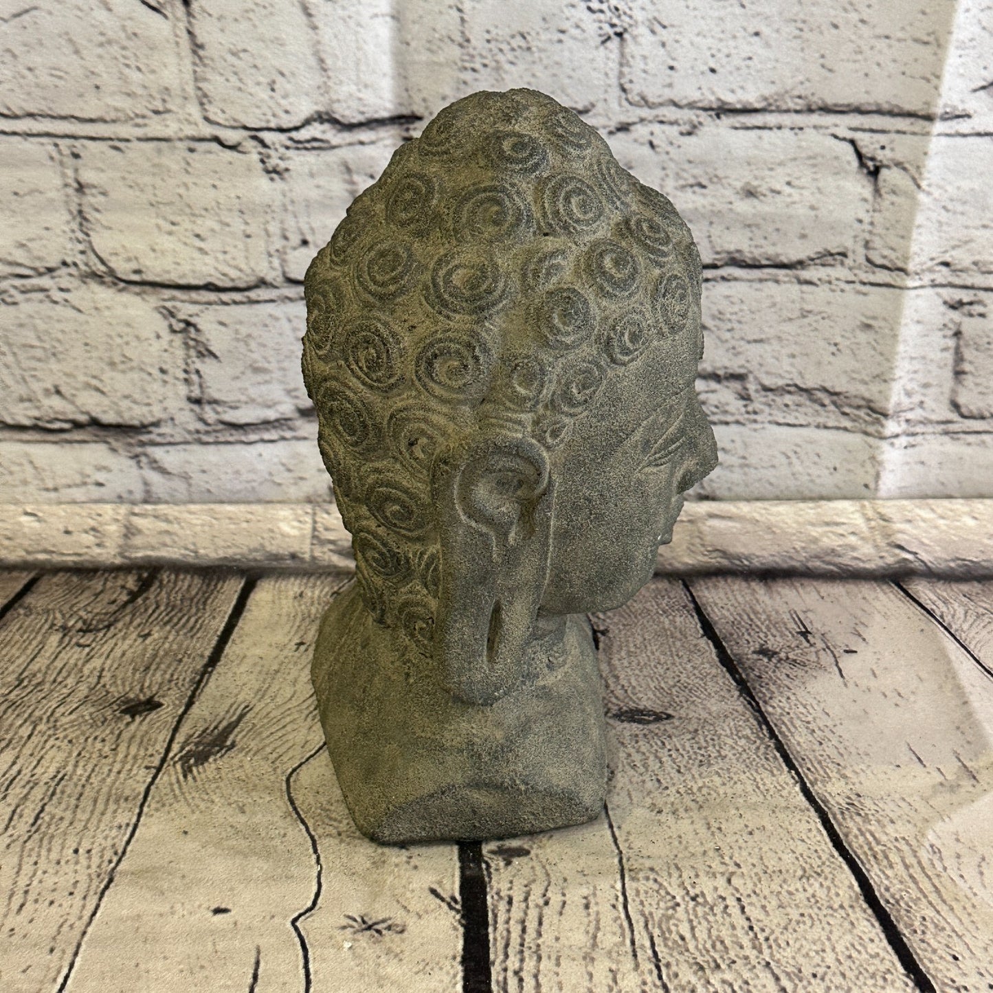 Thai Buddha Head Stone Garden 20cm x 12cm Ornament Outdoor Indoor Statue Hindu5
