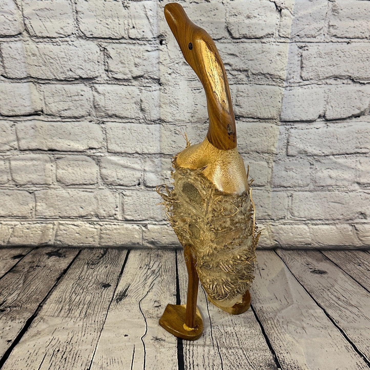 Looking Forward 40cm Tall Wooden Hairy Duckling Baby Duck Bamboo Root Fairtrade3
