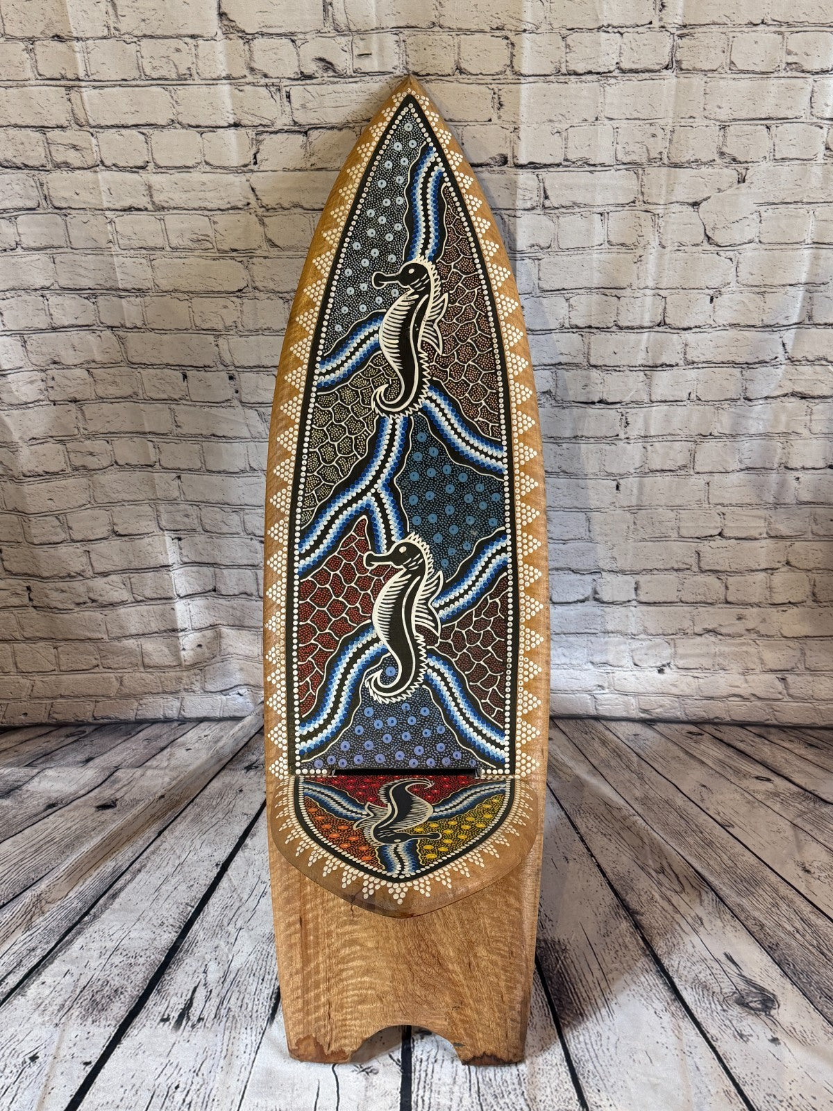 120cm Dotted Surf Board Shape African Birthing Chair Hand Carved Wooden Tribal3
