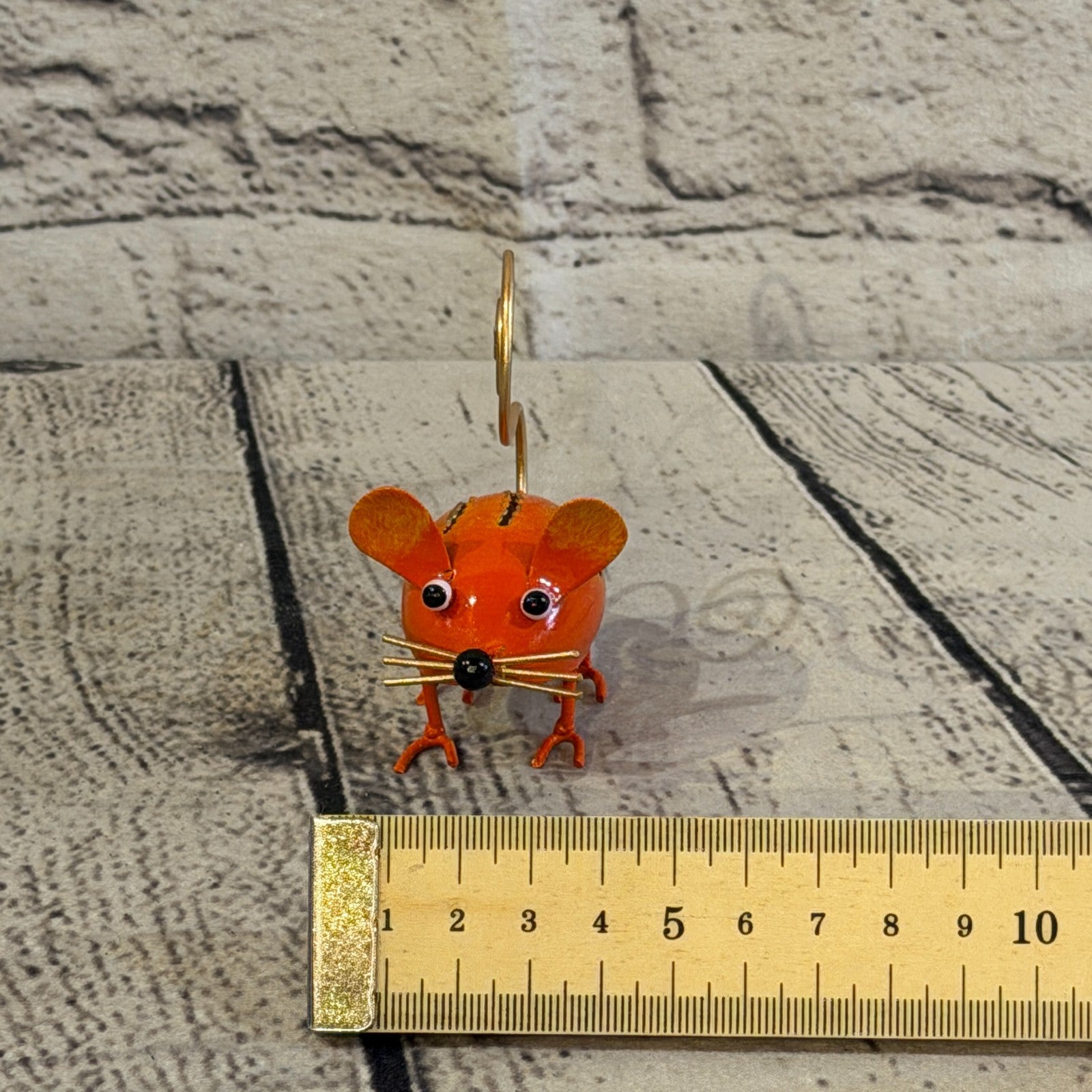 7cm x 7cm Colourful Orange Mouse Rat Metal Tin Standing Ornament Statue7