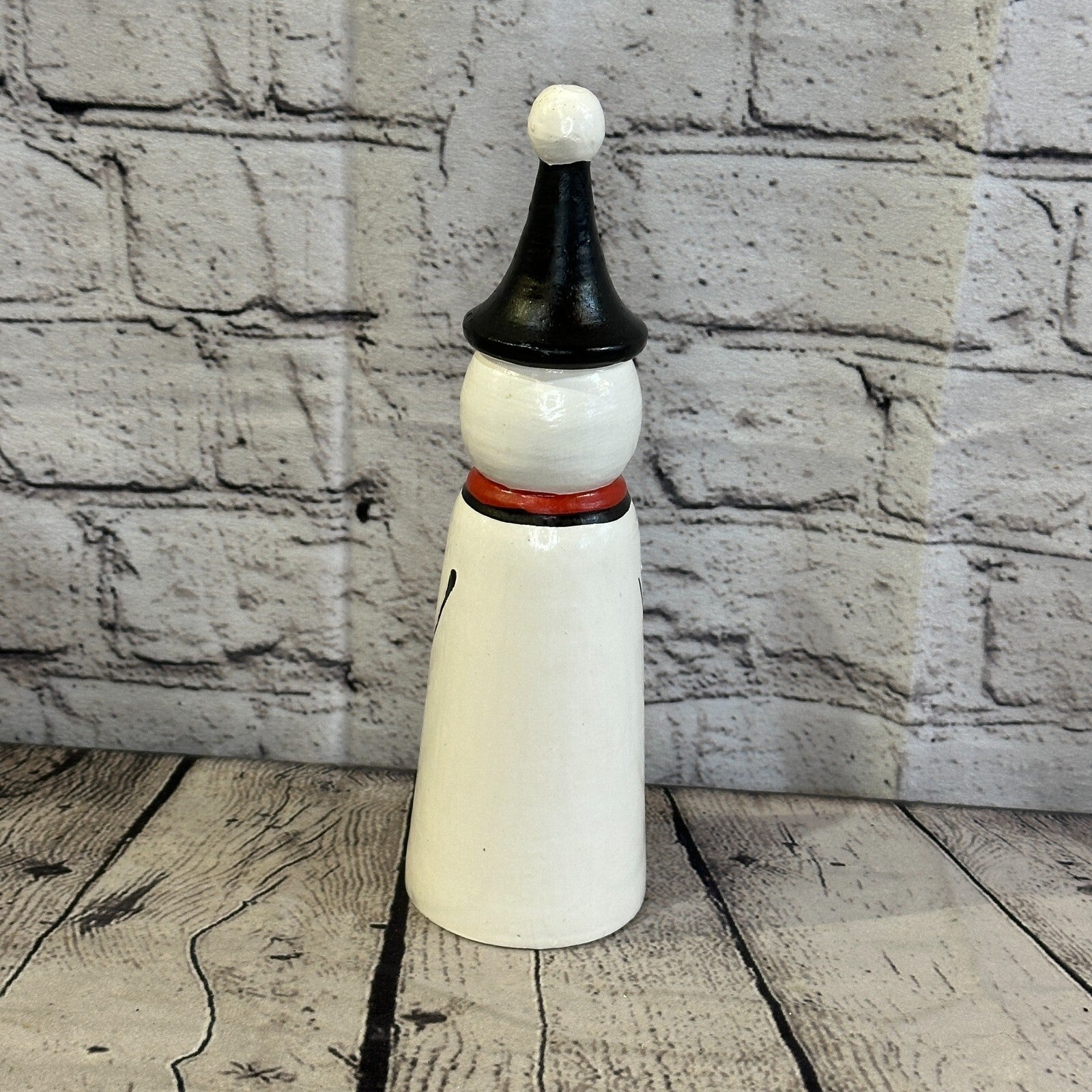 24cm x 6cm Black Pointy Hat Snowman Handcrafted Wood Xmas Christmas Ornament4