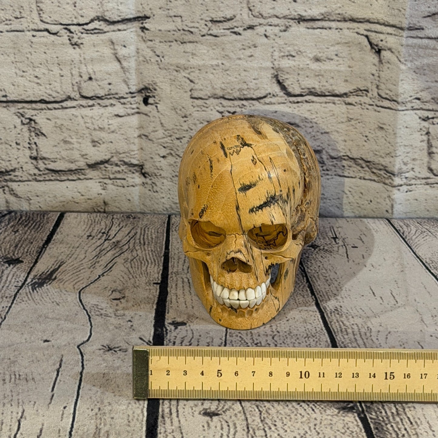 12cm x 12cm Realistic Human Skull Tamarind Wood Replica Moving Jaw Skeleton Head7