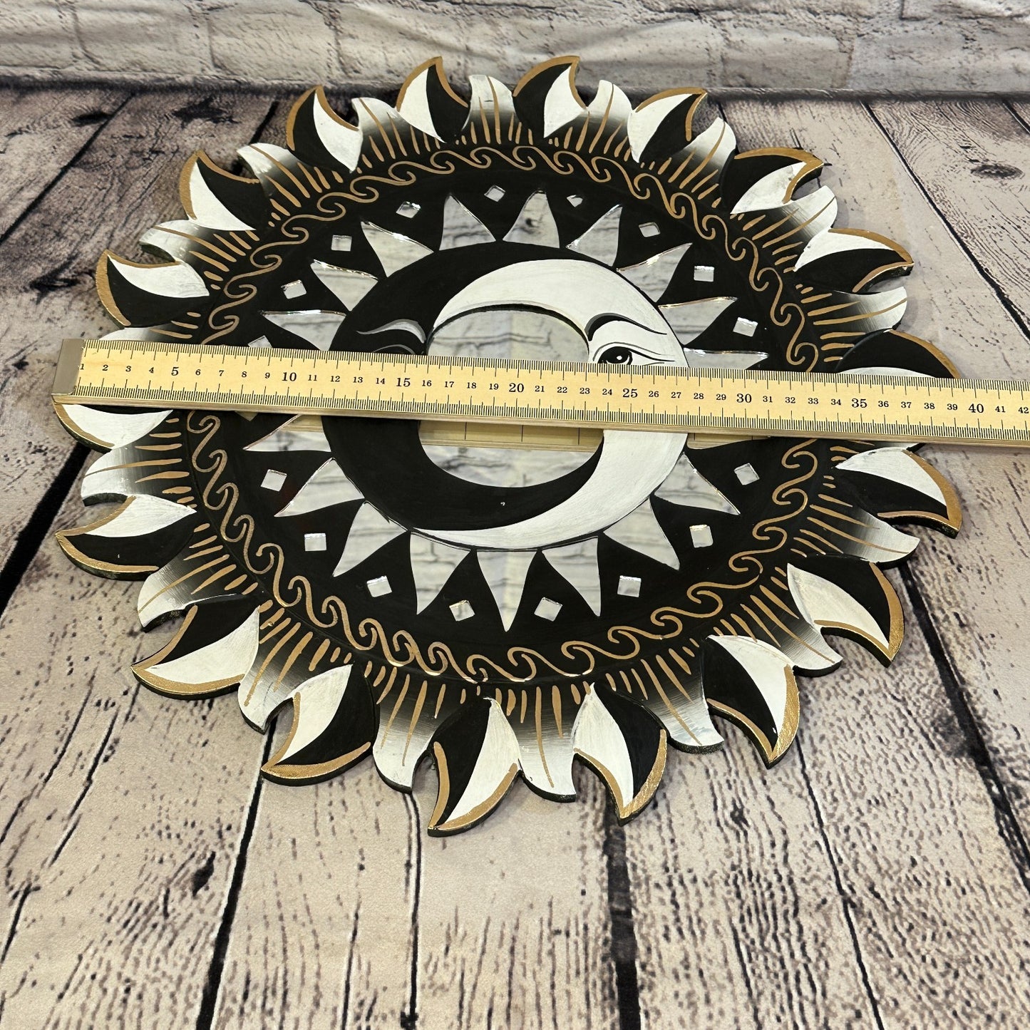 Black 2 Moon Mosaic Tile Wall Mirror 40cm x 40cm 16 Inches Handmade Fairtrade4