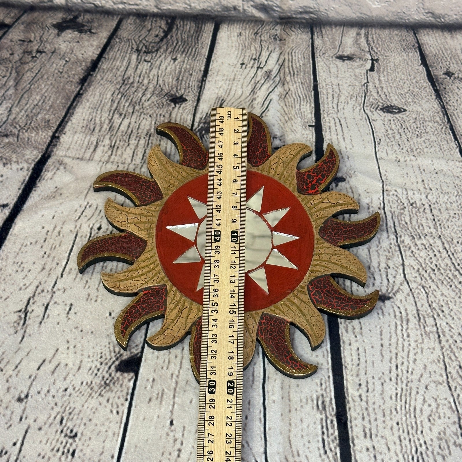 Red Burst Sun Mosaic Tile Wall Mirror 20cm x 20cm 8 Inches Handmade Fairtrade4