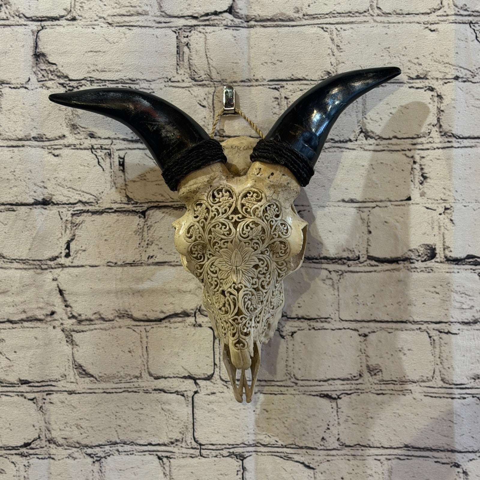 30cm Carved Buffalo Ram Wild Replica Skulls Wall Hanging Carved Stand Design 62