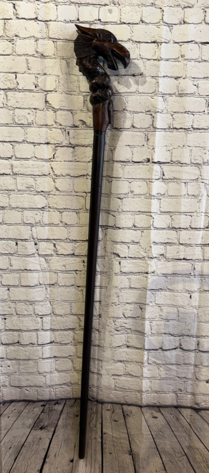 Dragon Head 140cm Tribal African Walking Stick Staff Cane Hand Carved Dark Wood3