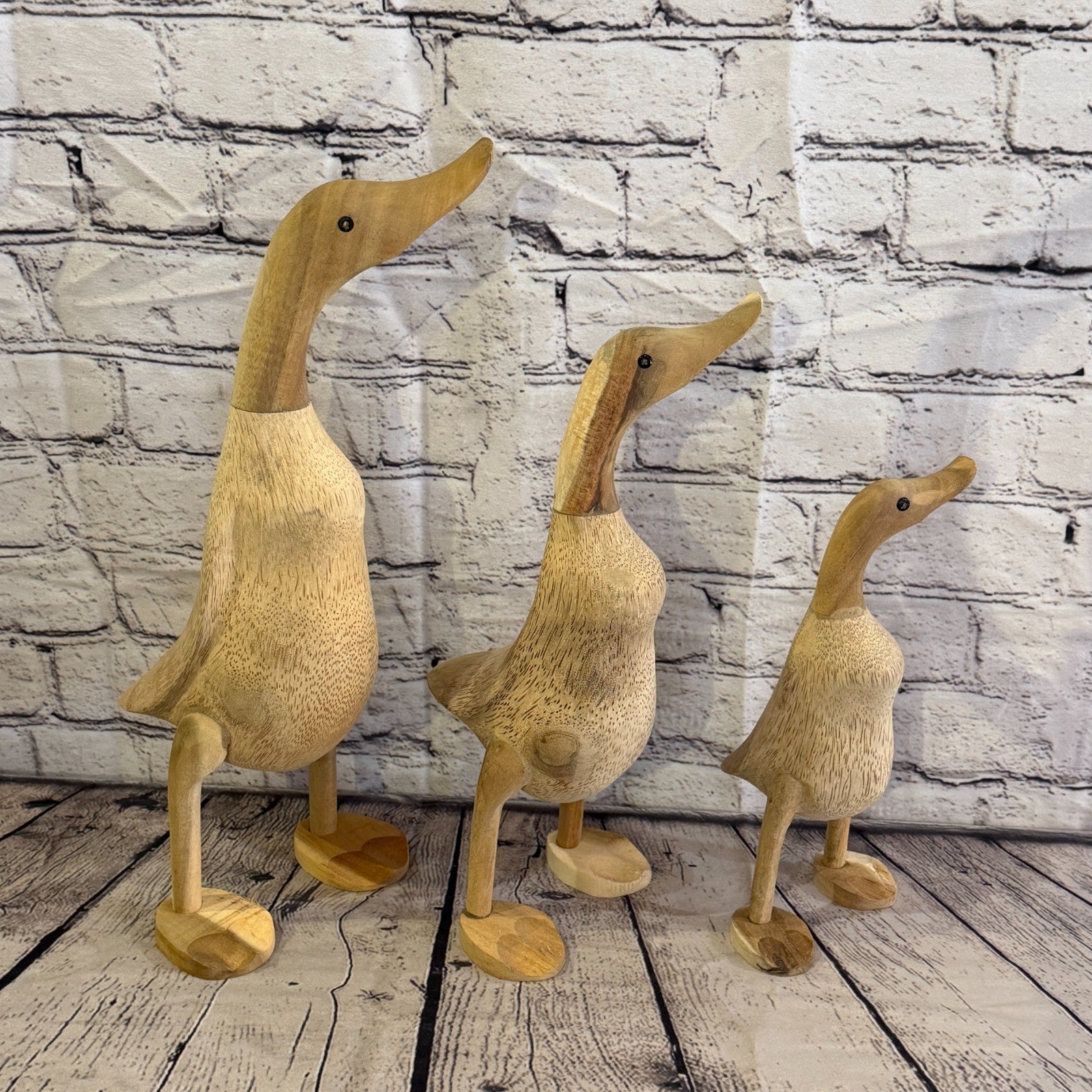 Looking Left 30cm Tall Wooden Smooth Duckling Baby Duck Bamboo Root Fairtrade9