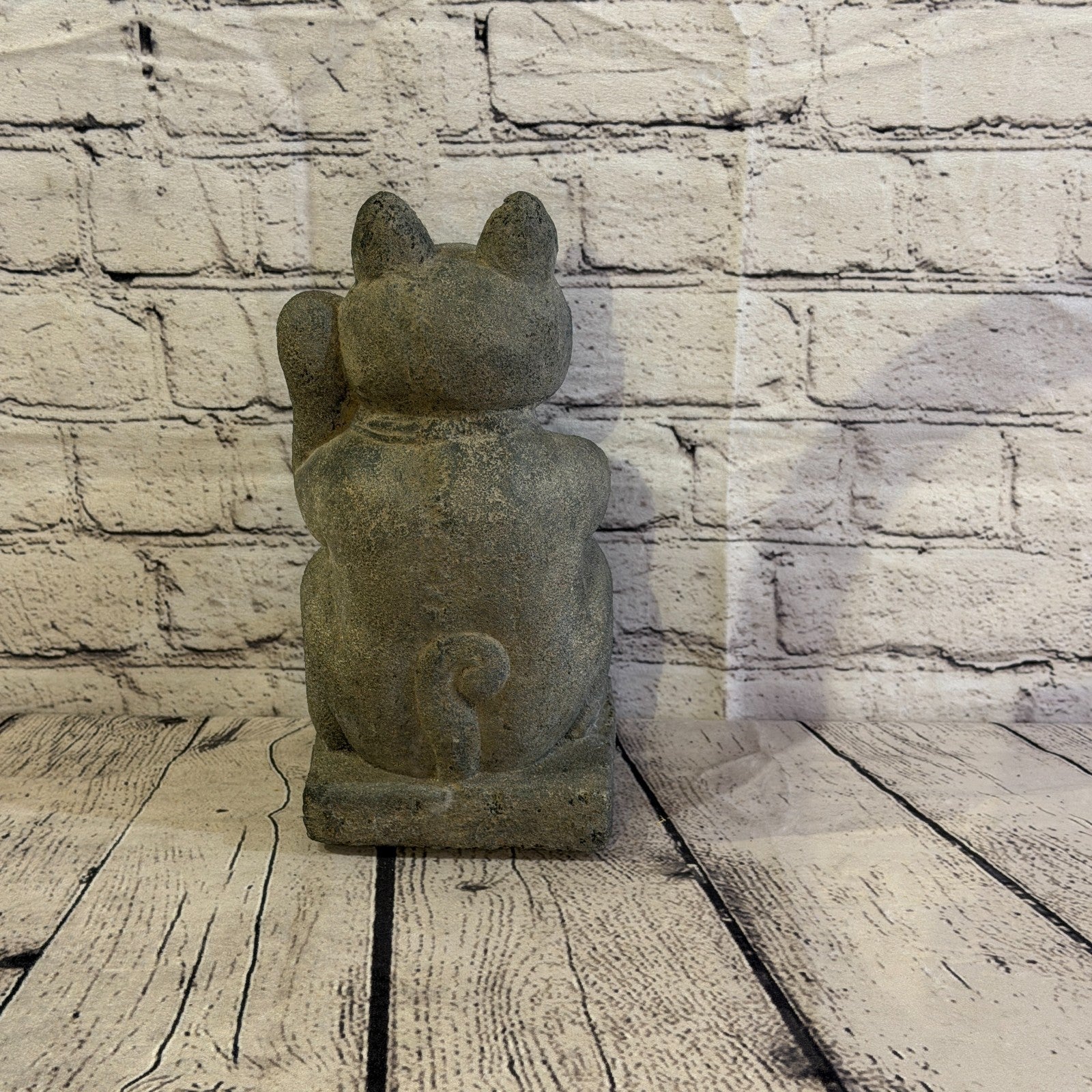 Maneki-Neko Lucky Cat Stone Garden 25cm x 15cm Ornament Indoor Statue Hindu4