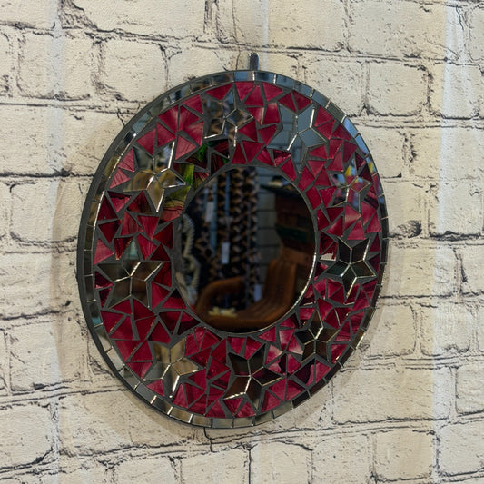 Red Star Black Mosaic Tile Wall Mirror 30cm x 30cm 12 Inches Handmade0