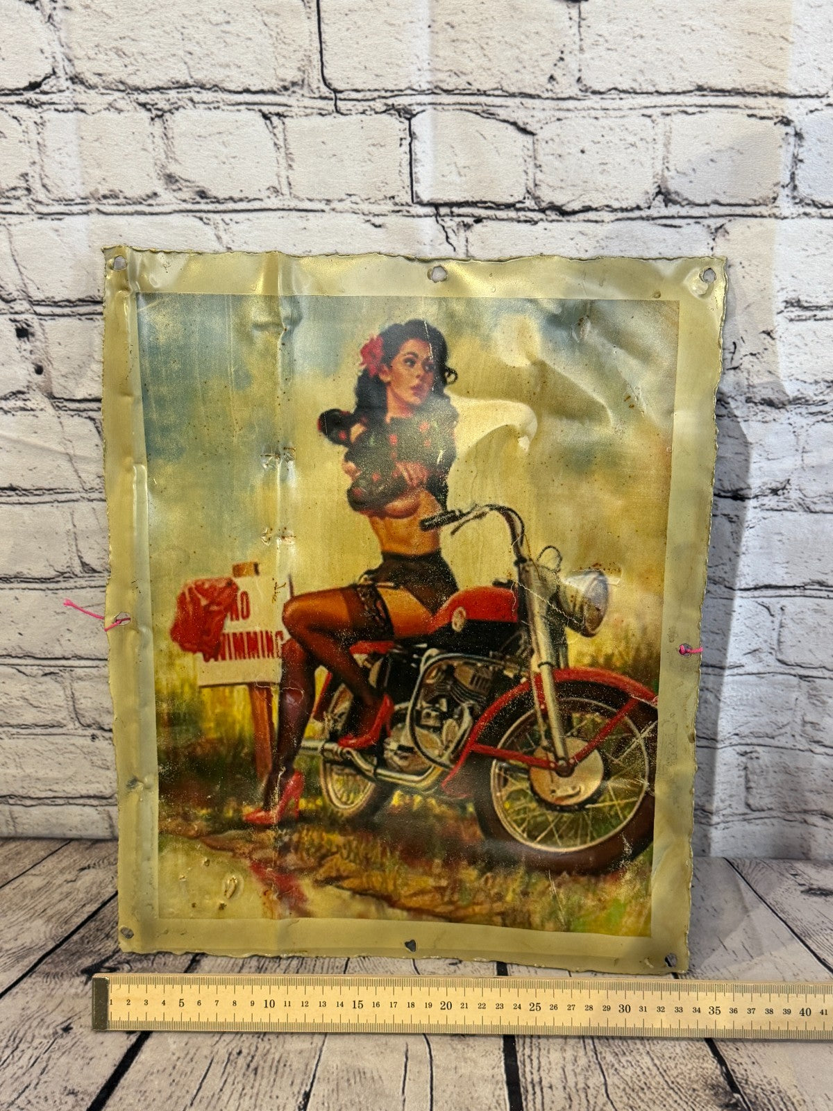 Motorbike Pin Up Poster Advert Wall Plaque 42cm x 36cm Vintage Retro Tin Sign2