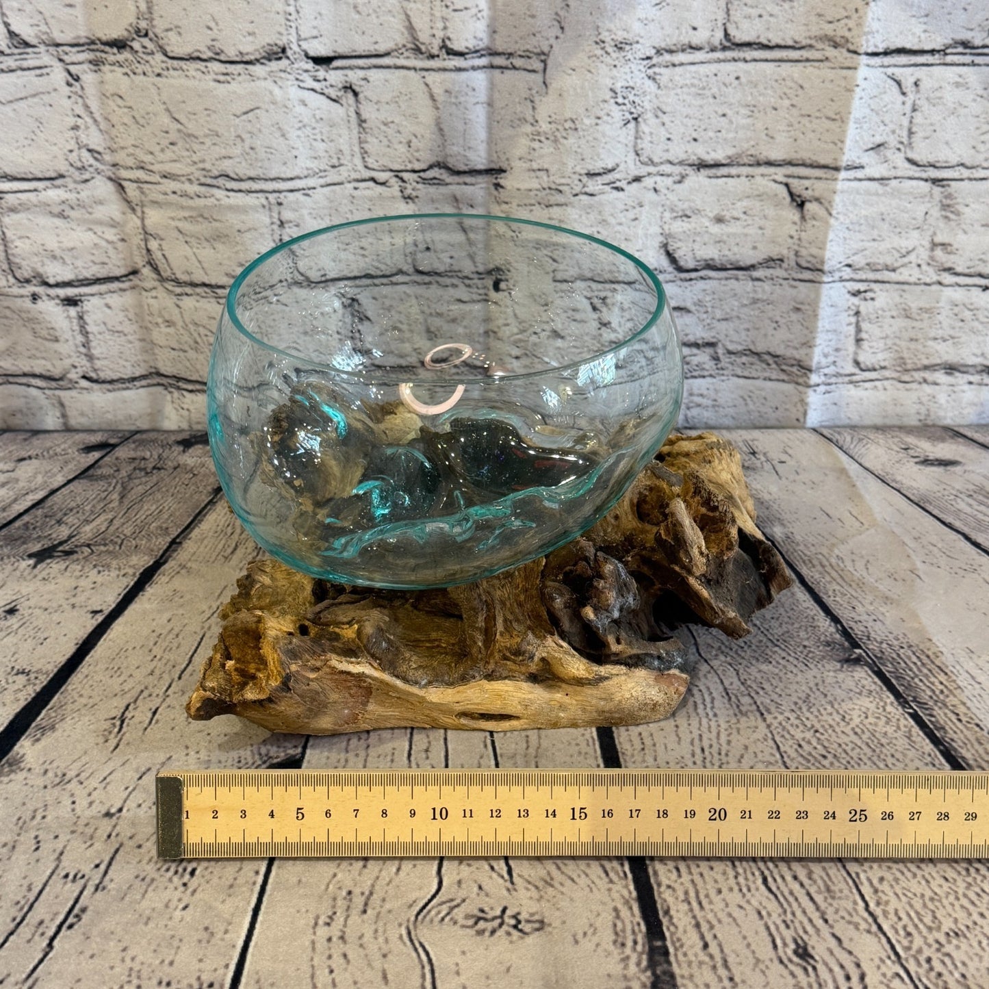 15cm Tall Friut Bowl Colour Melted Glass Wood Decorative Vase Glass Sculpture5