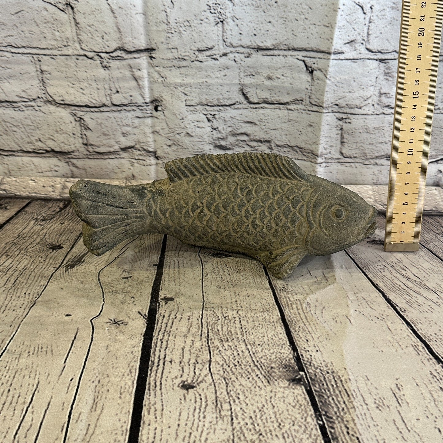 Koi Fish Carp Stone Garden 25cm x 10cm Ornament Outdoor Indoor Statue Hindu7