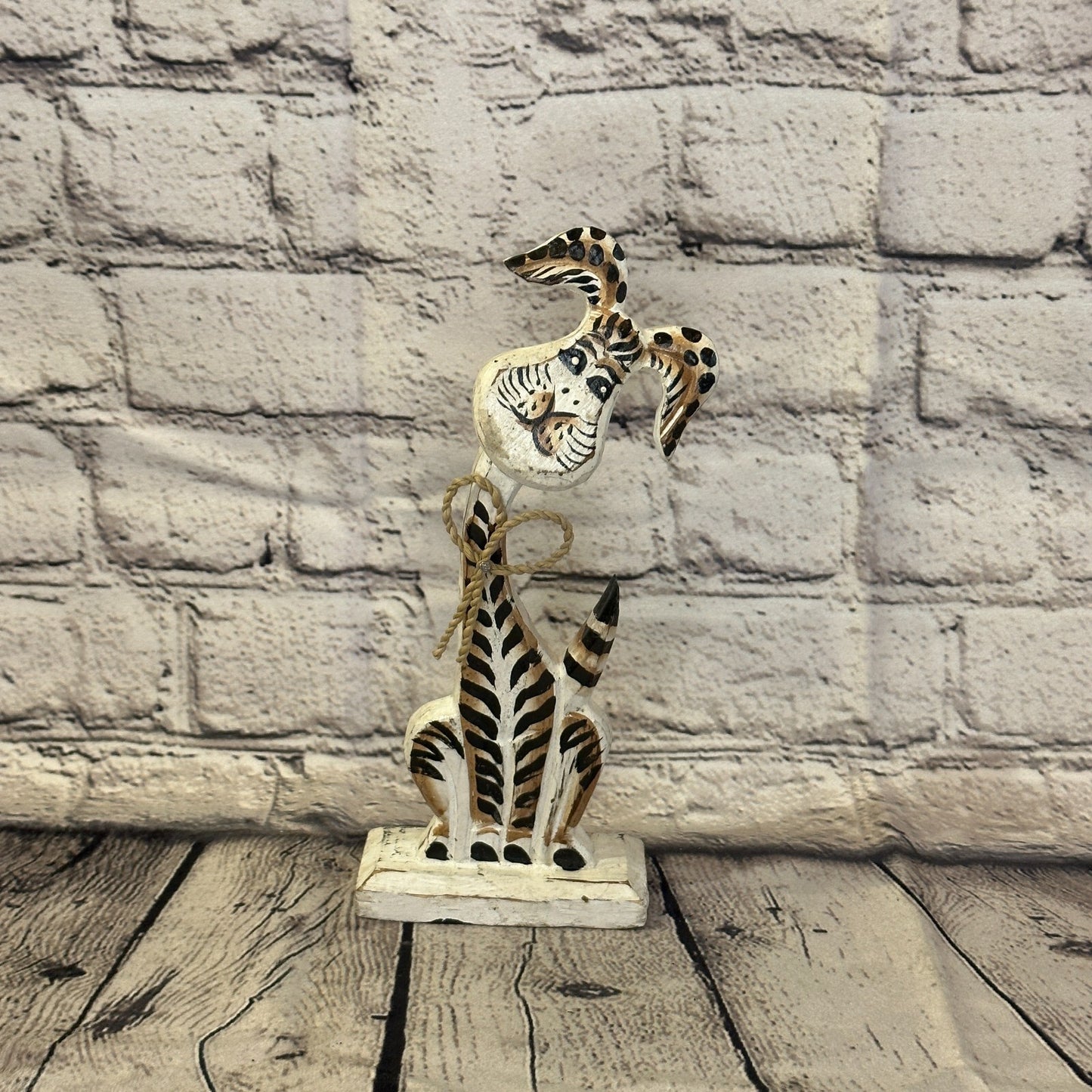 White Wooden Rabbit Hare Shabby Pattern 25cm x 10cm Handmade and Fairtrade0